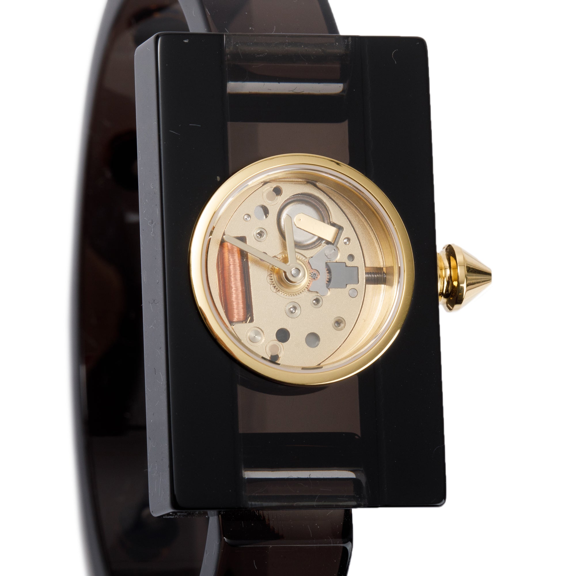 Gucci Gold Plated Stainless Steel Black Resin Vintage Web Watch w/ Box & Papers