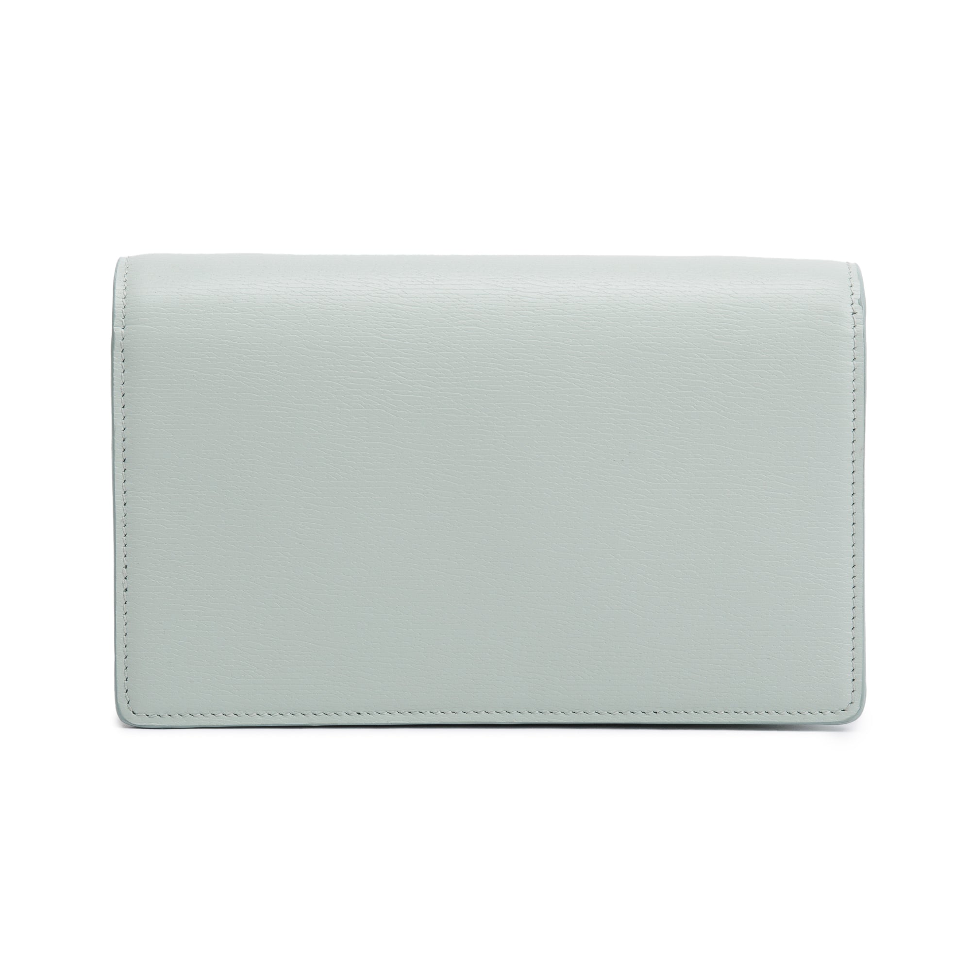 Gucci Green Calfskin Leather Chain Wallet with Gucci Script w/ Box