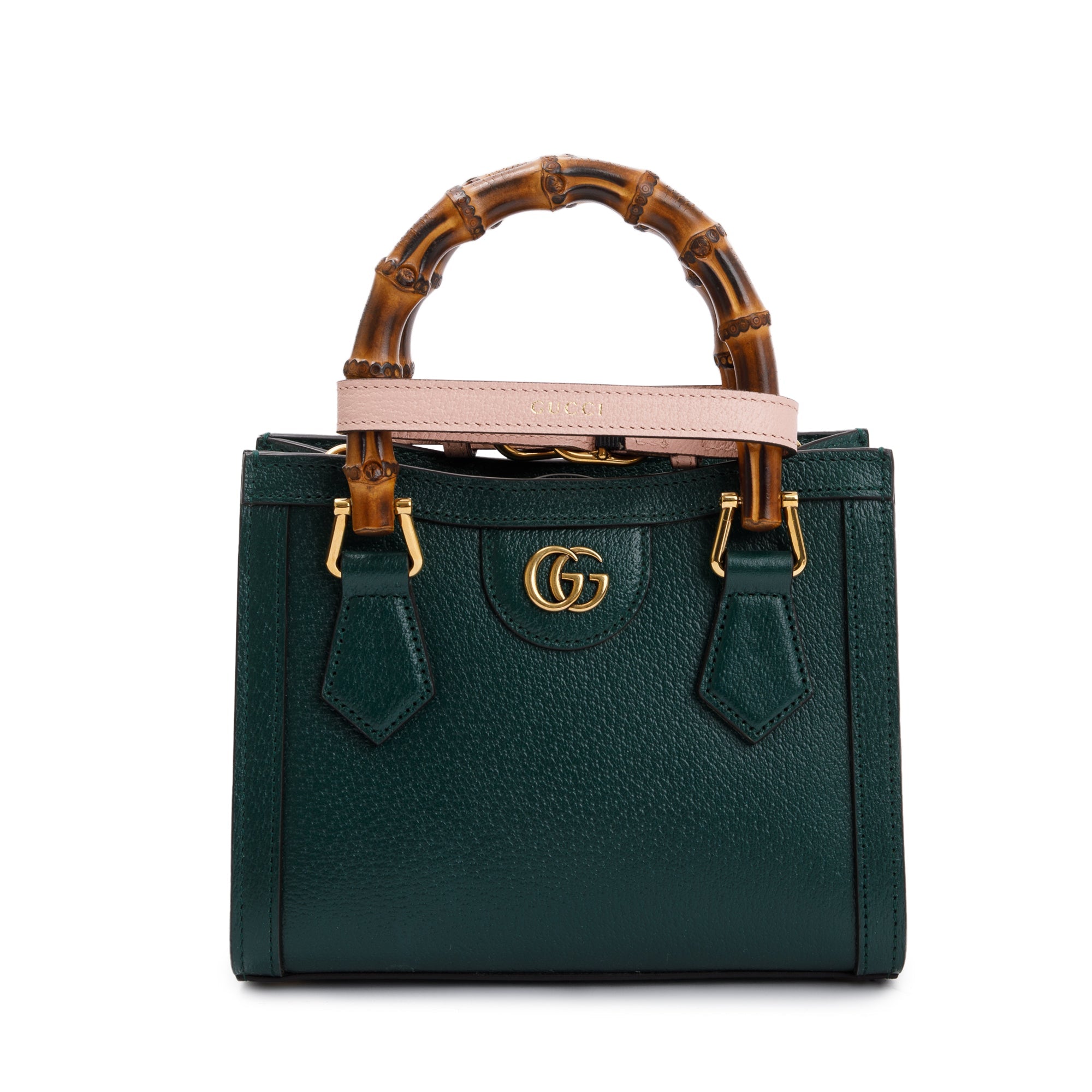 Gucci Green Calfskin Leather Diana Mini Tote Bag w/ Straps