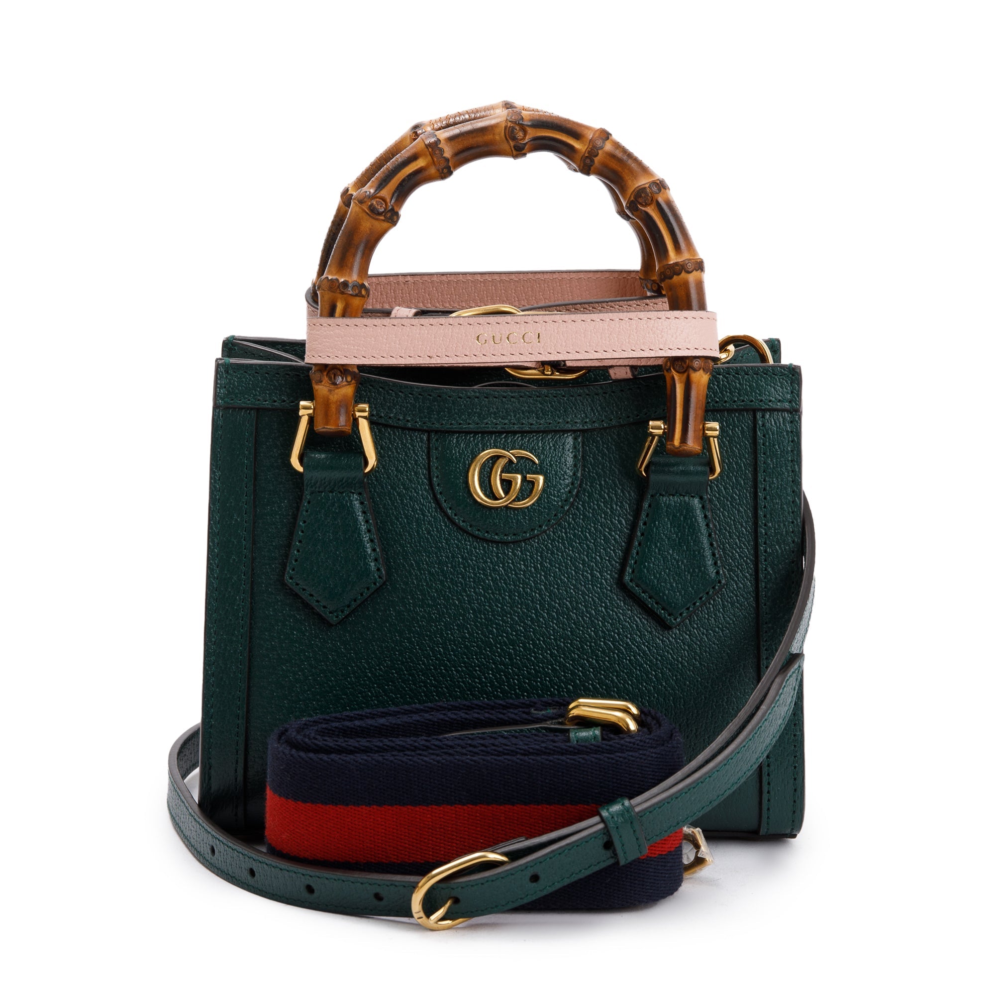 Gucci Green Calfskin Leather Diana Mini Tote Bag w/ Straps