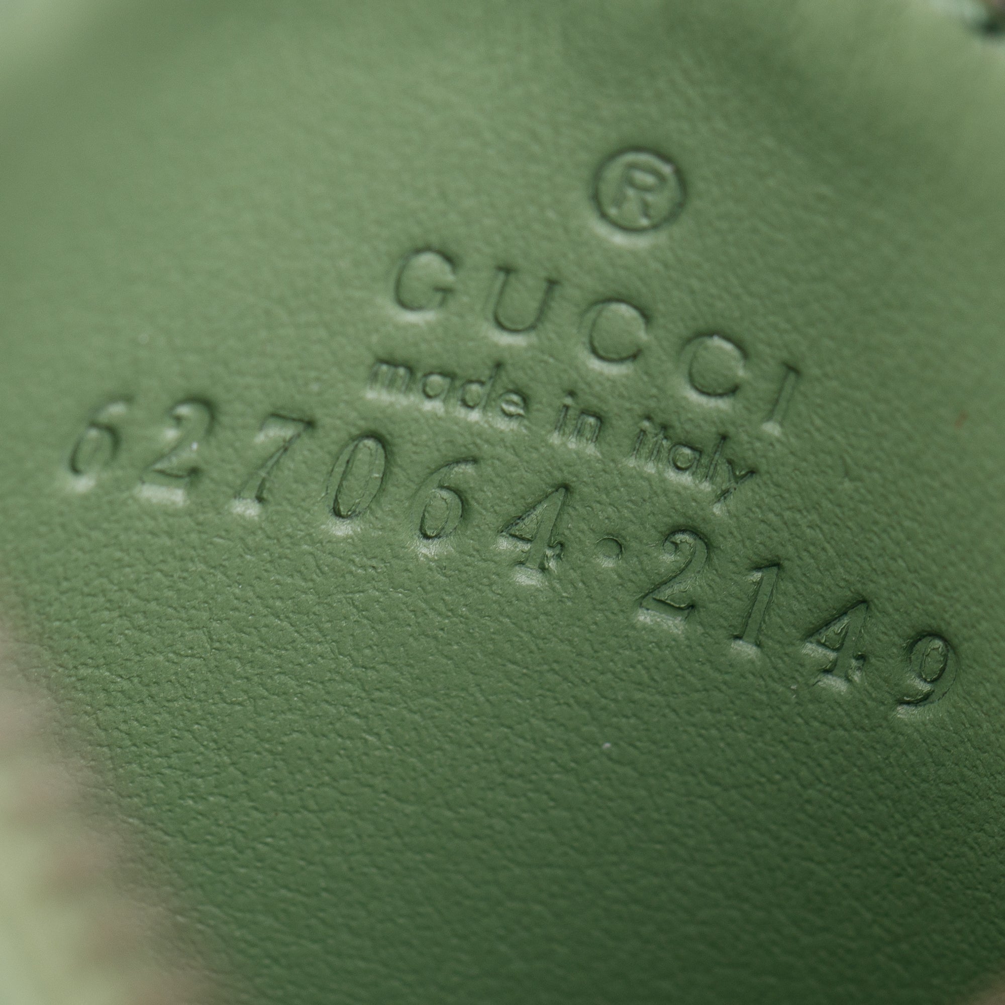 Gucci Green Calfskin Leather GG Marmont Keychain Wallet w/ Box