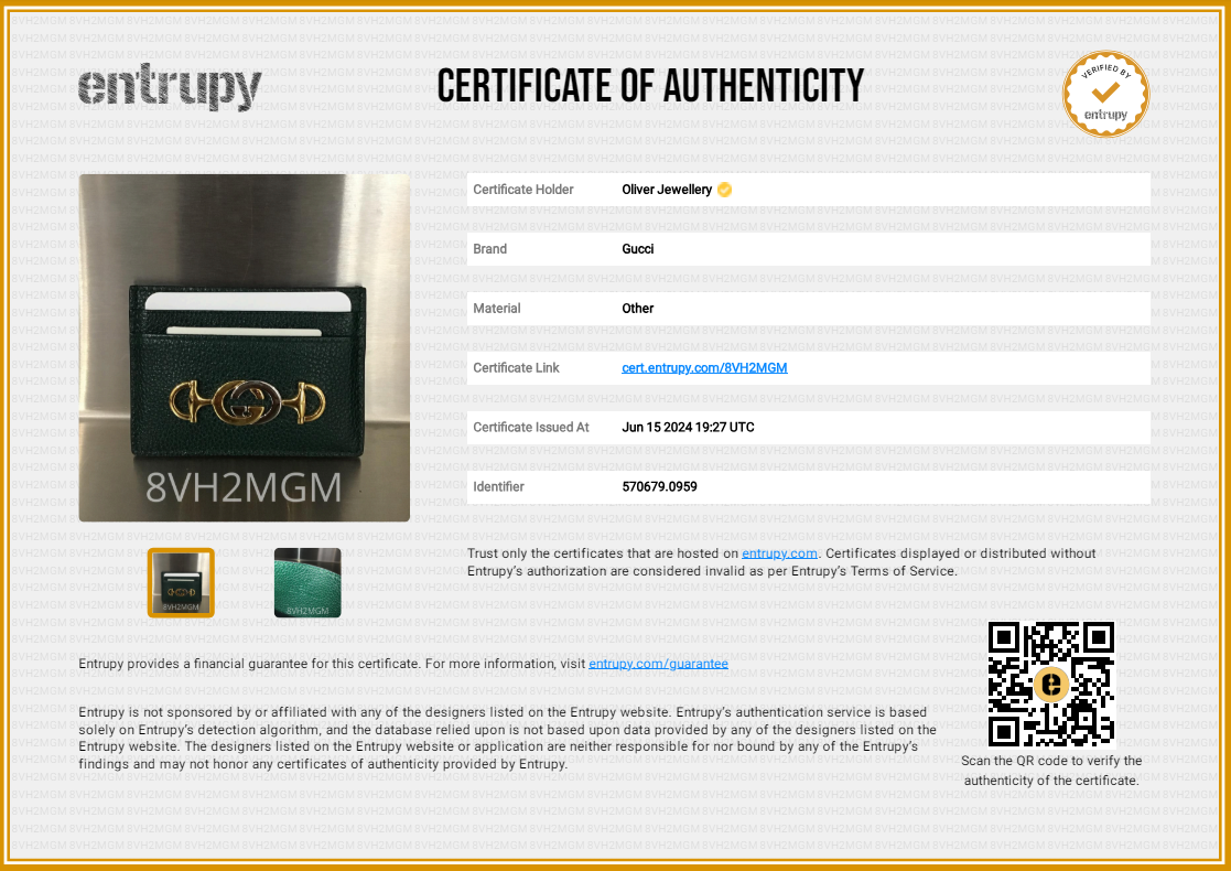 Gucci Green Grainy Leather Zumi Card Holder w/ Box