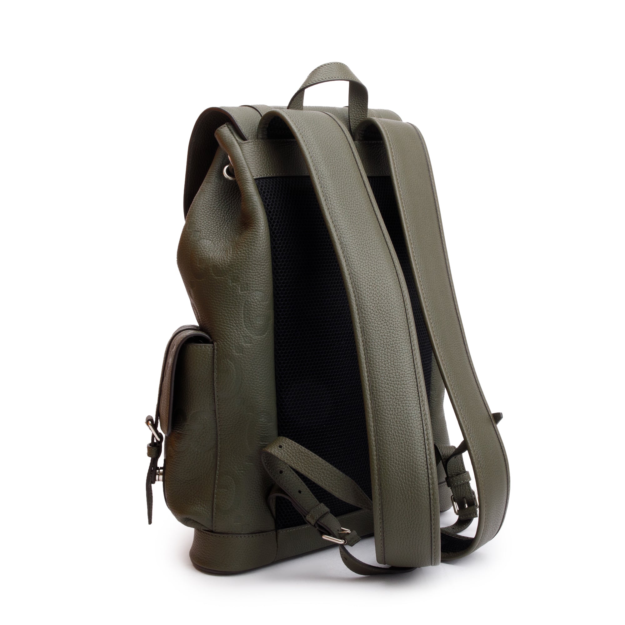 Gucci Green Jumbo GG Calfskin Leather Backpack