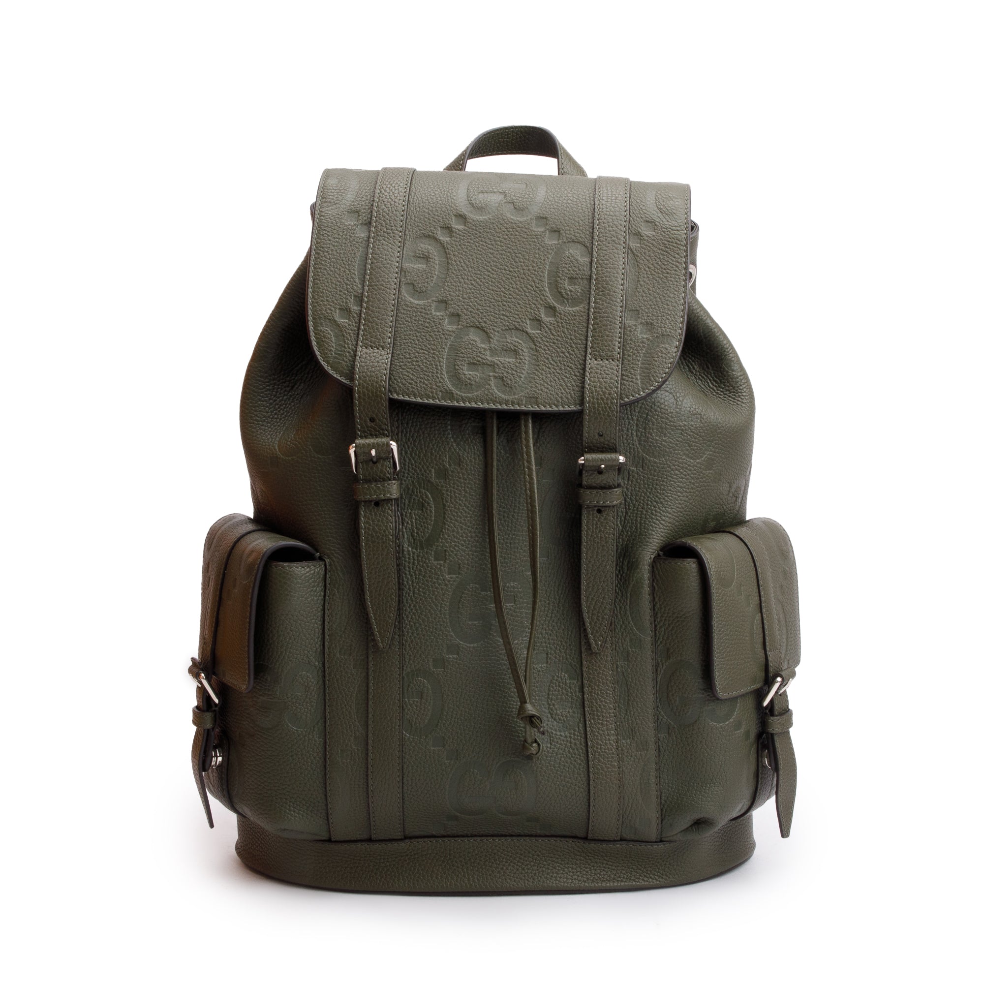 Gucci Green Jumbo GG Calfskin Leather Backpack