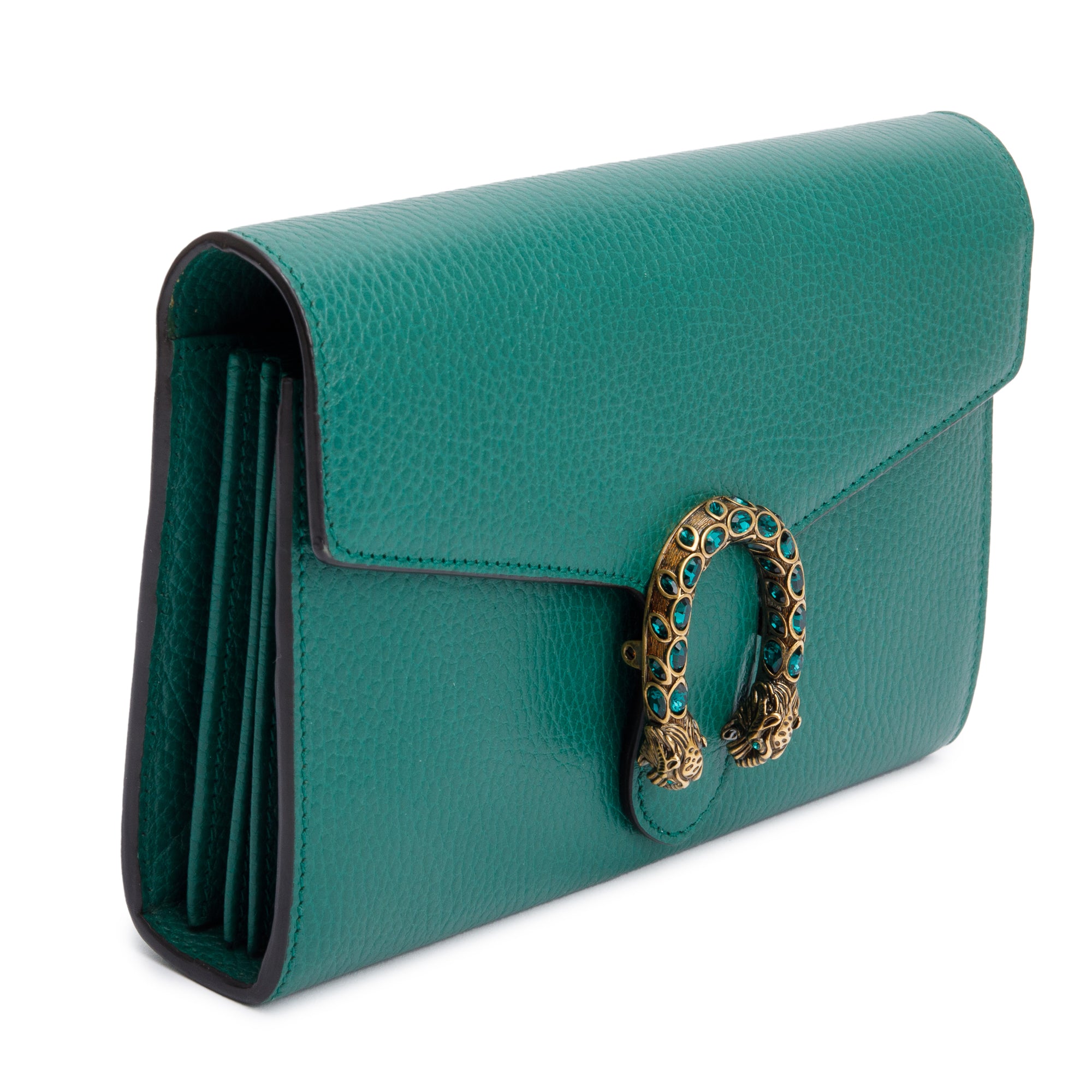 Gucci Green Leather Dionysus Mini Chain Wallet