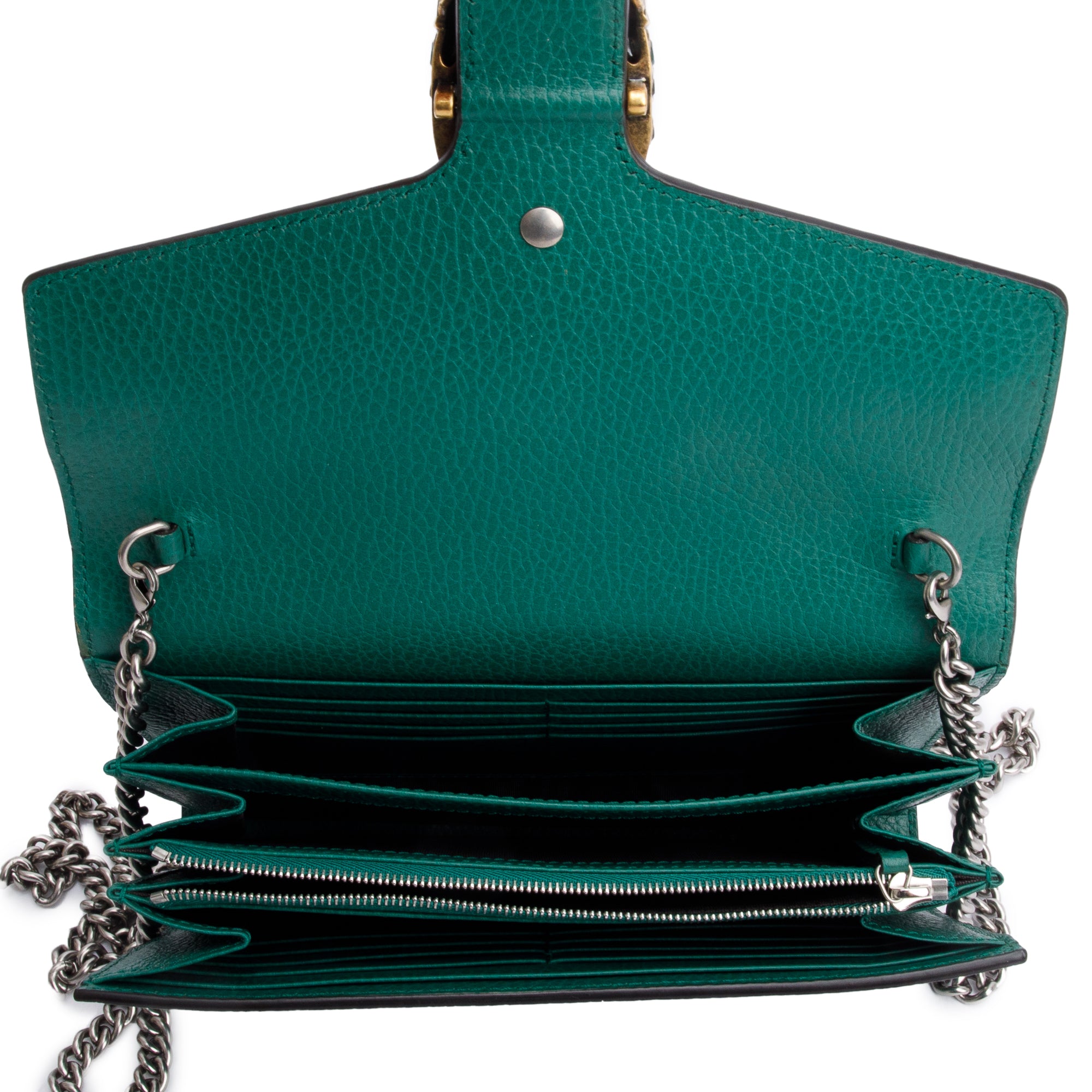 Gucci Green Leather Dionysus Mini Chain Wallet