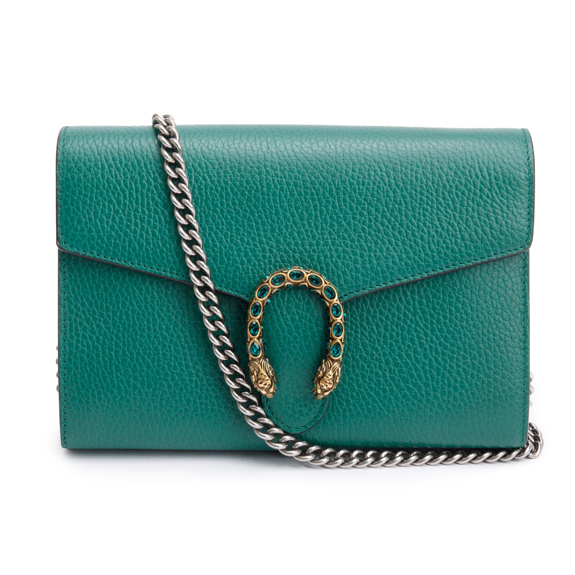 Gucci Green Leather Dionysus Mini Chain Wallet