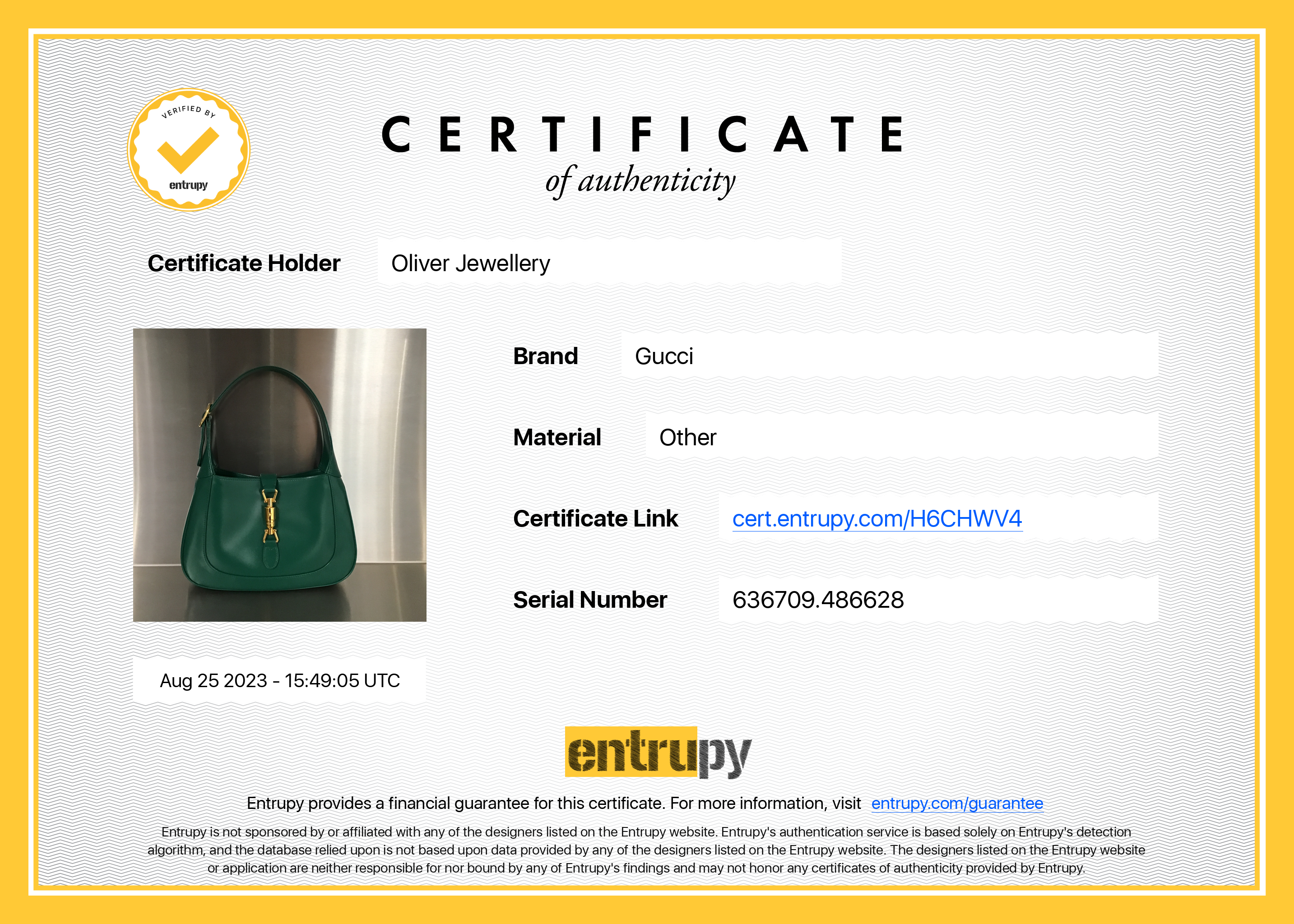 Gucci Green Leather Jackie 1961 Small Shoulder Bag w/ Box