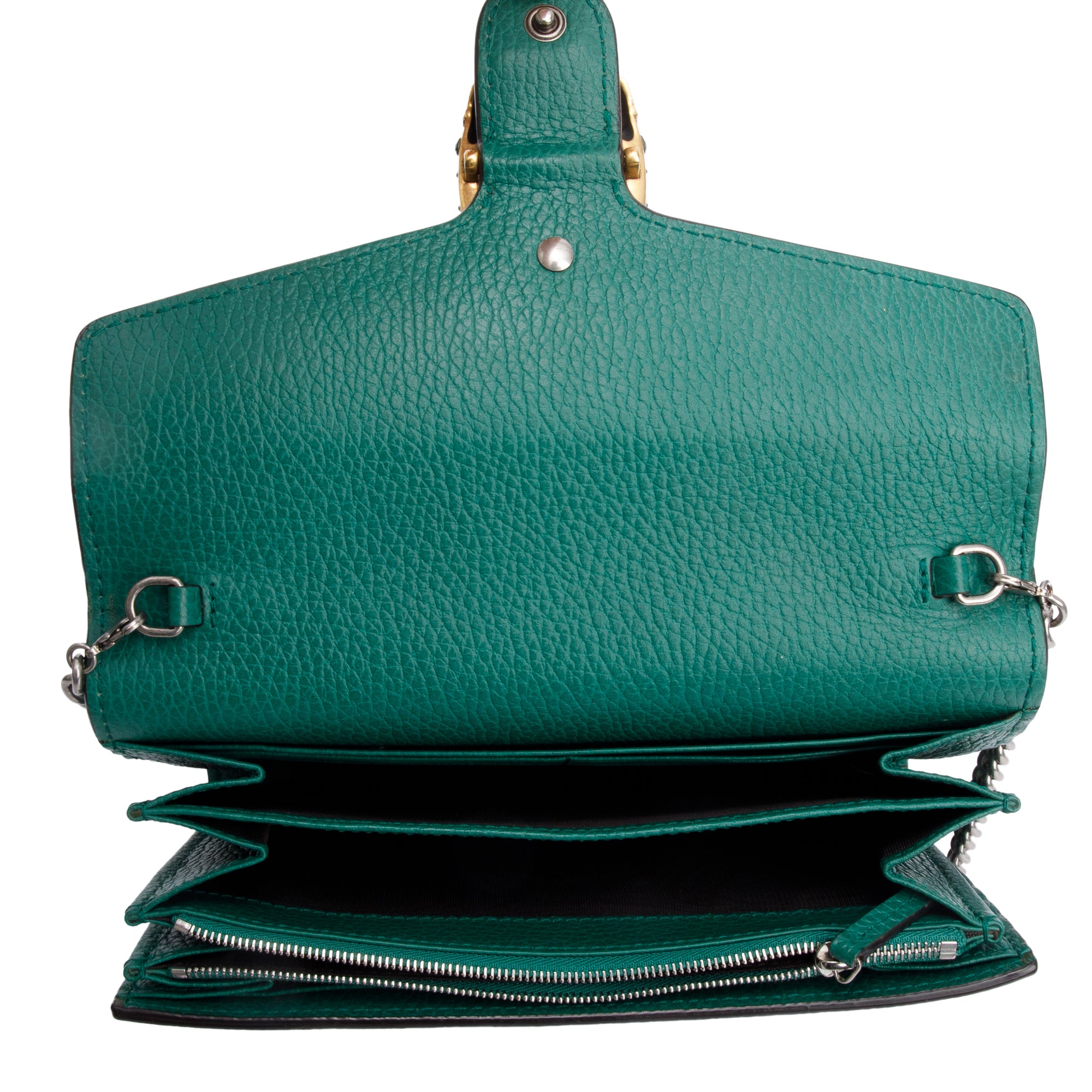 Gucci Green Leather Mini Dionysus Wallet on Chain