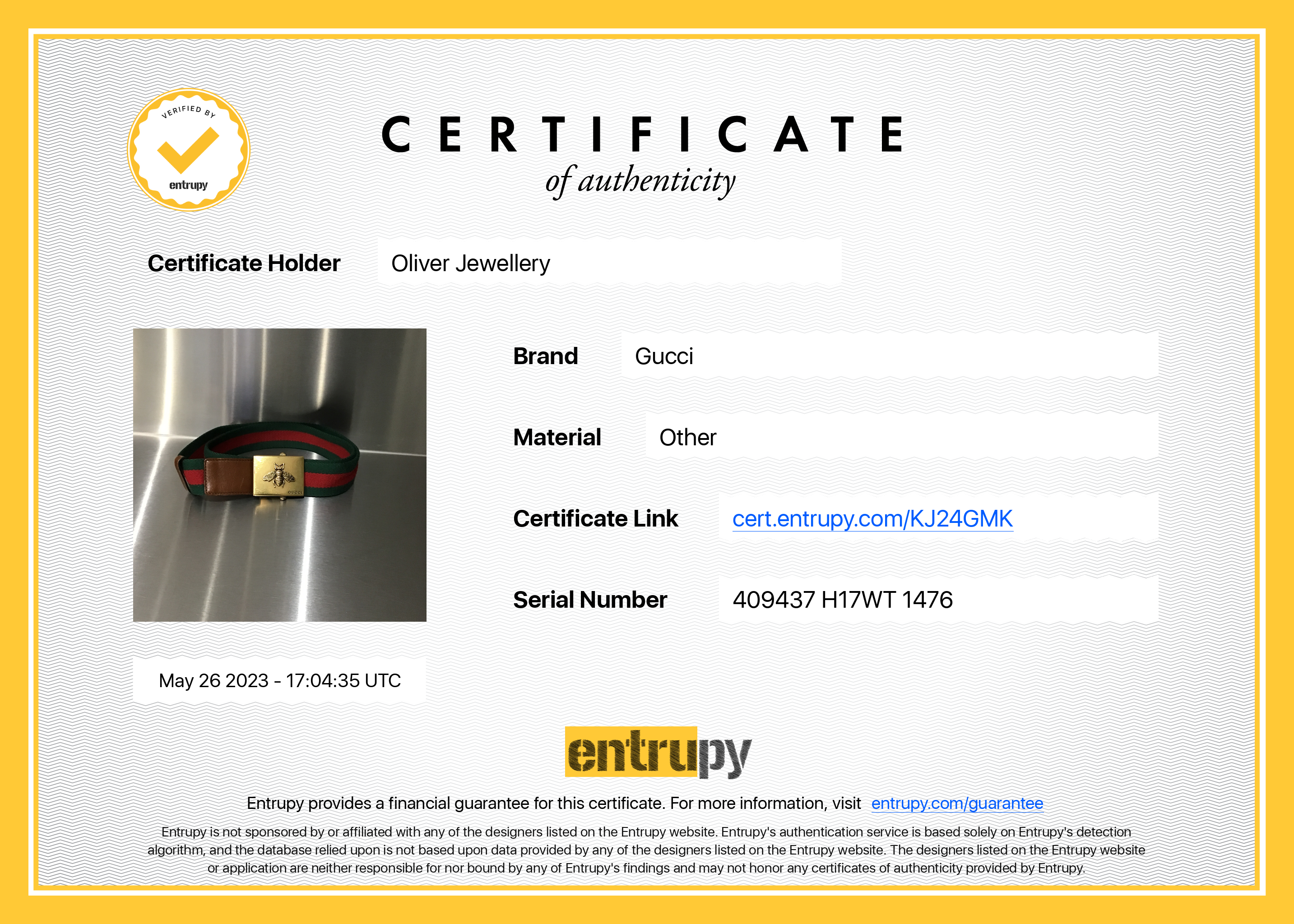 Gucci Green & Red Web Canvas & Brown Leather Belt with Rectangle Bee Buckle