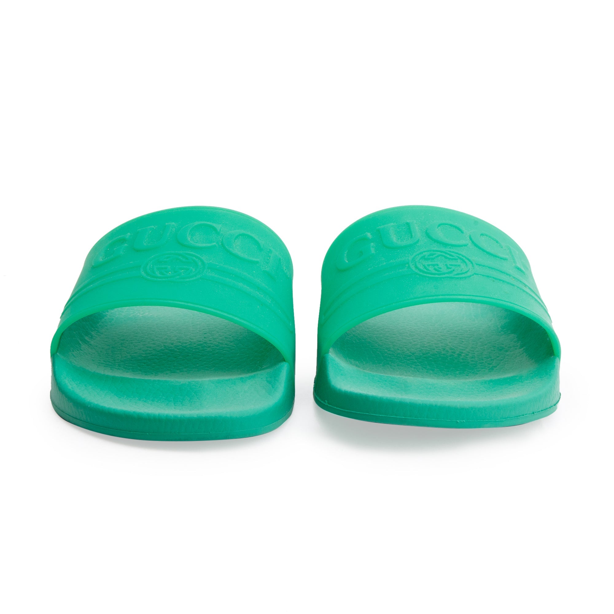 Gucci Green Rubber Interlocking G Logo Slides , Size 11 w/ Box