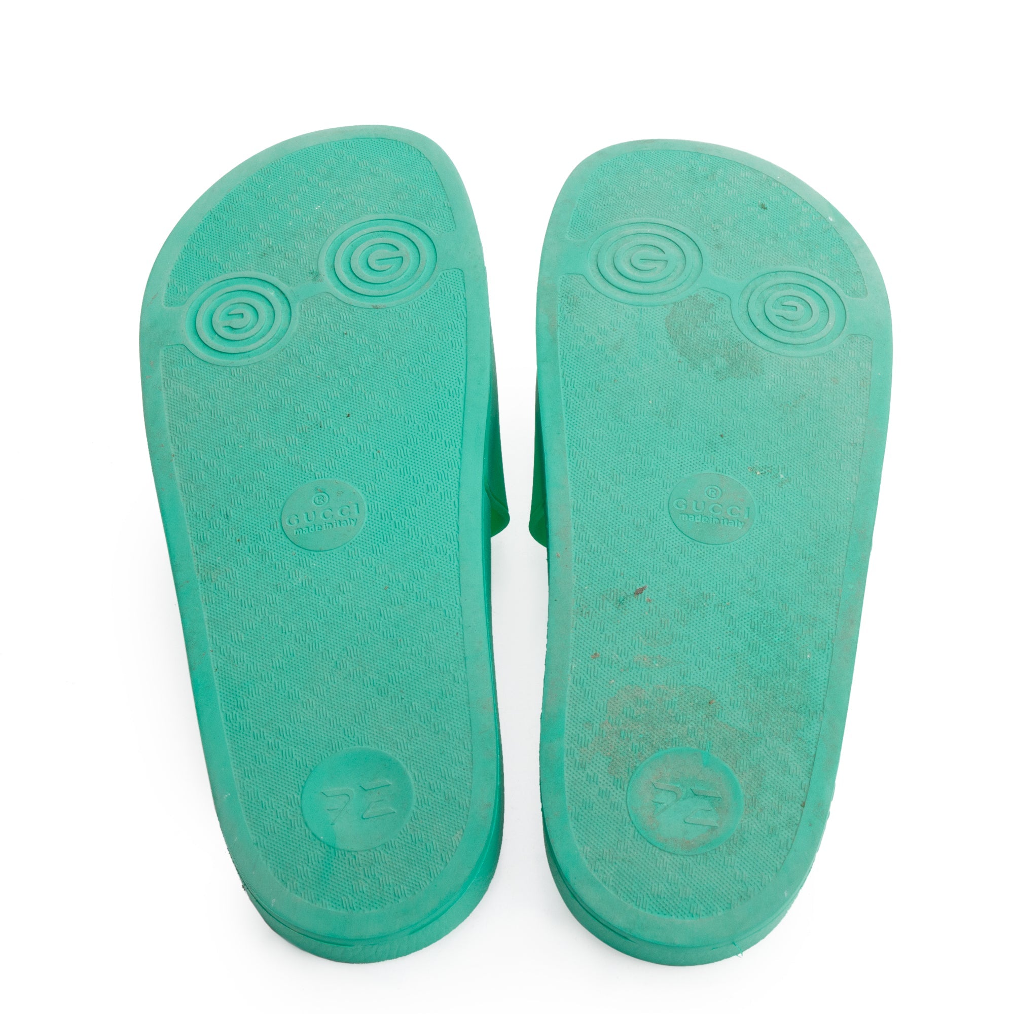 Gucci Green Rubber Interlocking G Logo Slides , Size 11 w/ Box