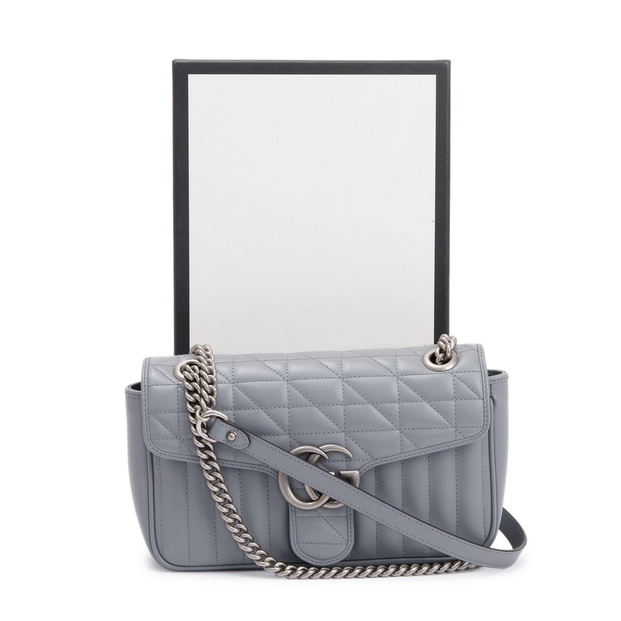 Gucci Grey GG Marmont Matelasse Small Shoulder Bag