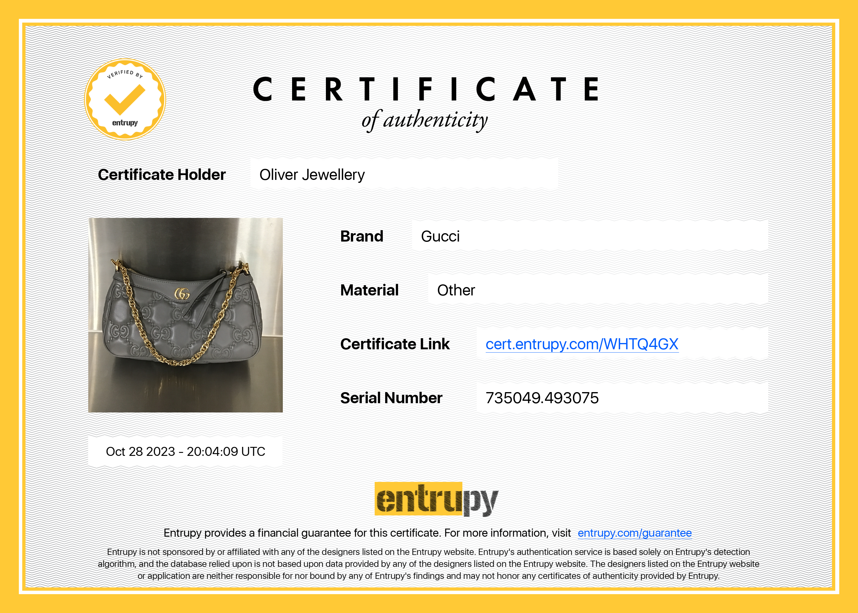 Gucci Grey GG Matelasse Handbag