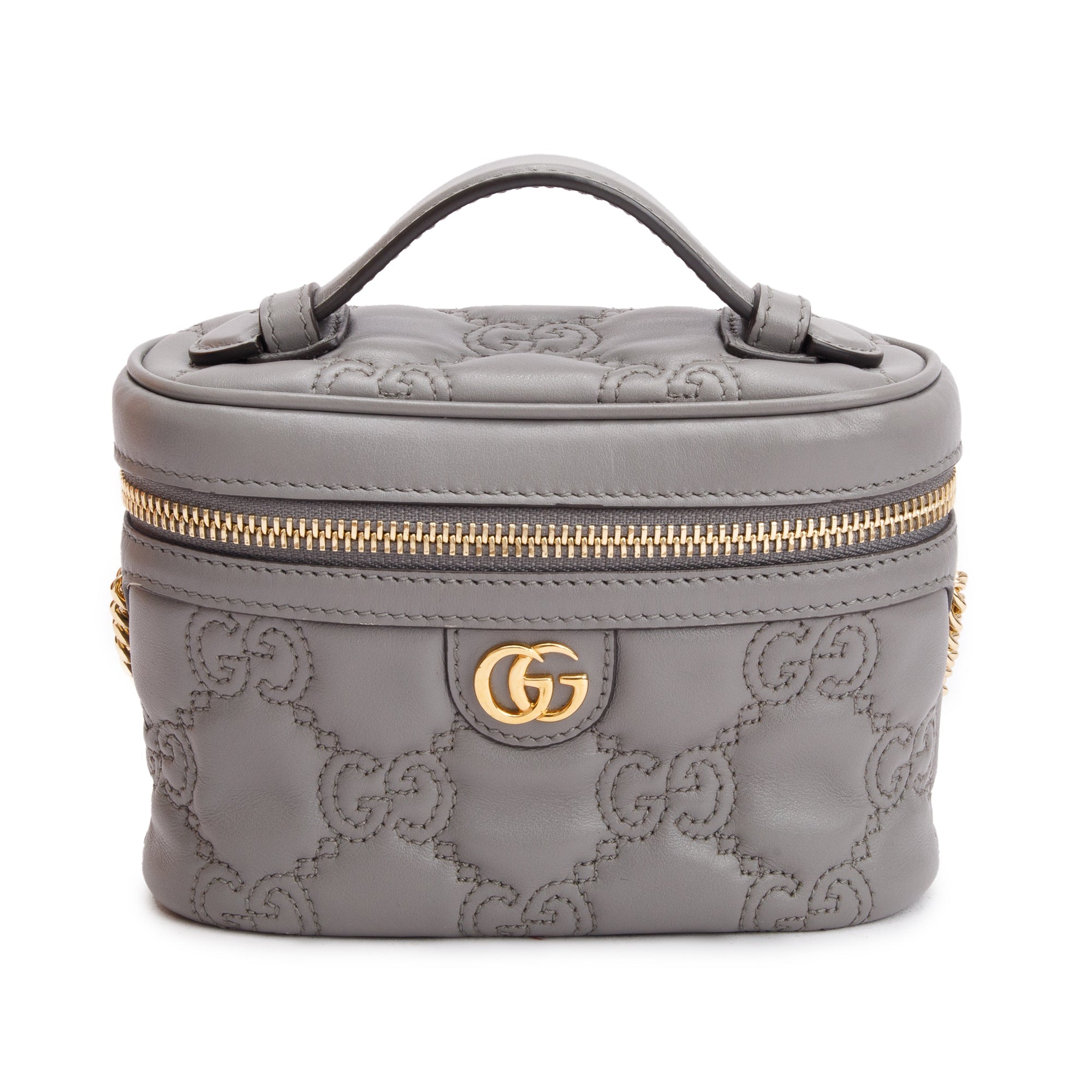 Gucci Grey GG Matelasse Leather Mini Top Handle Bag