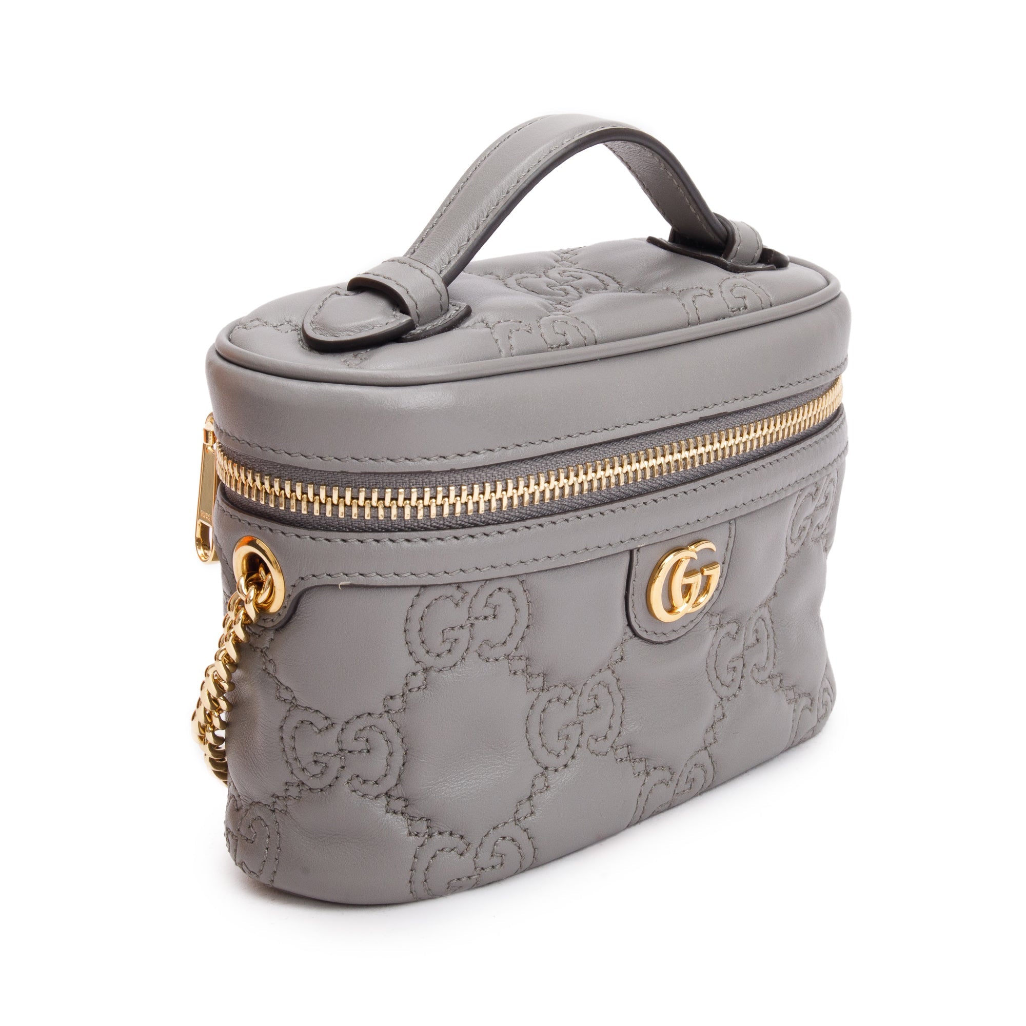 Gucci Grey GG Matelasse Leather Mini Top Handle Bag