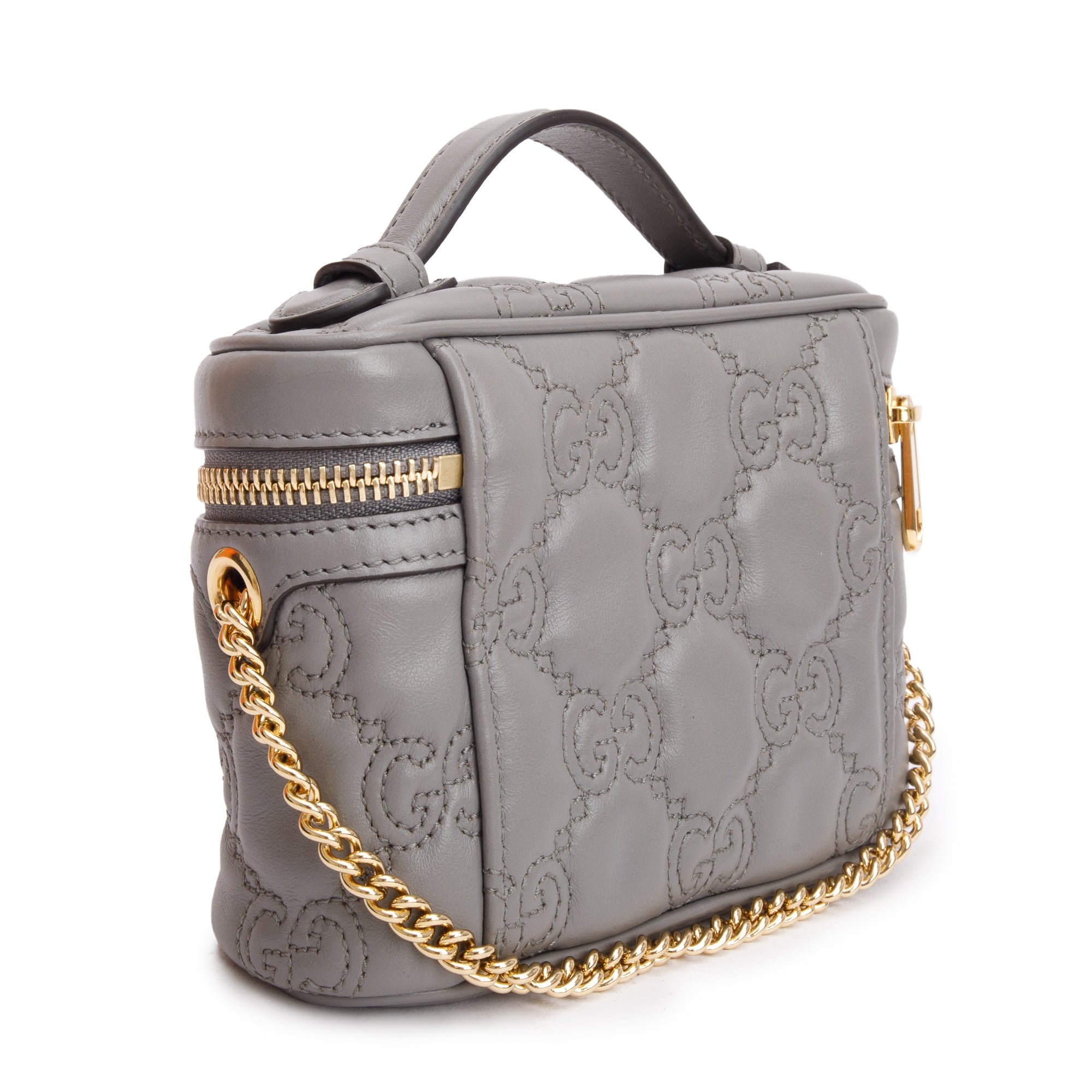 Gucci Grey GG Matelasse Leather Mini Top Handle Bag
