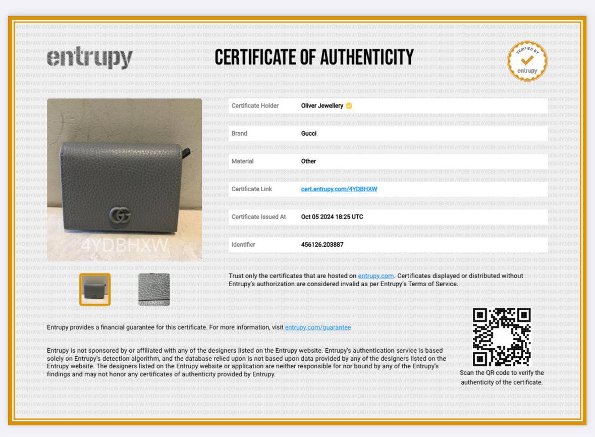 Gucci Grey Leather Card Case Wallet w/ Box