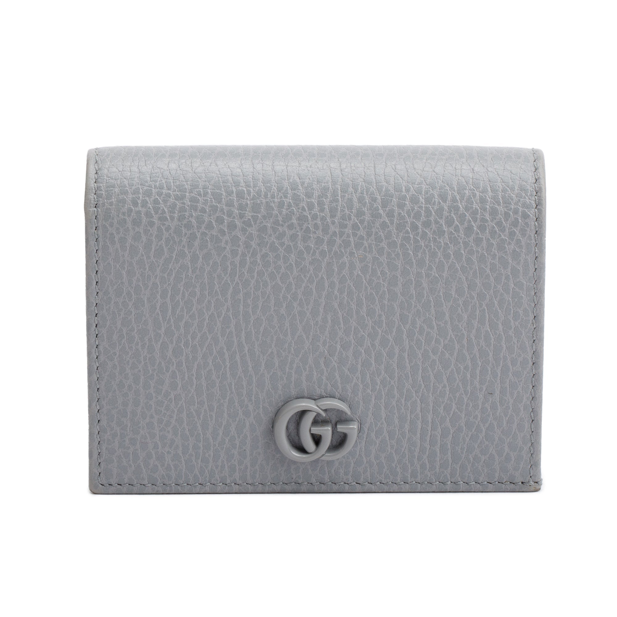 Gucci Grey Leather Card Case Wallet w/ Box