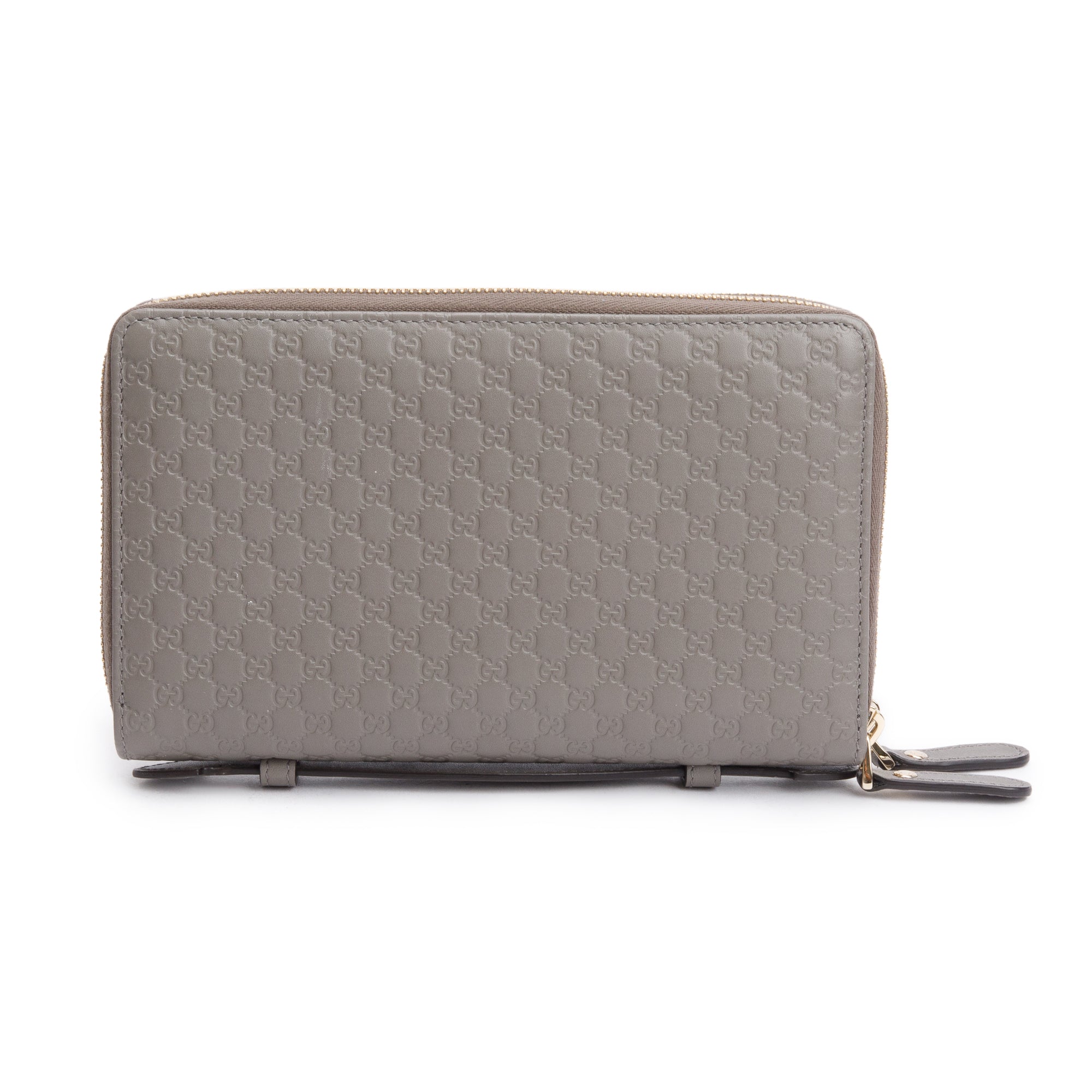 Gucci Grey Microguccissima Leather Double Zip Travel Wallet