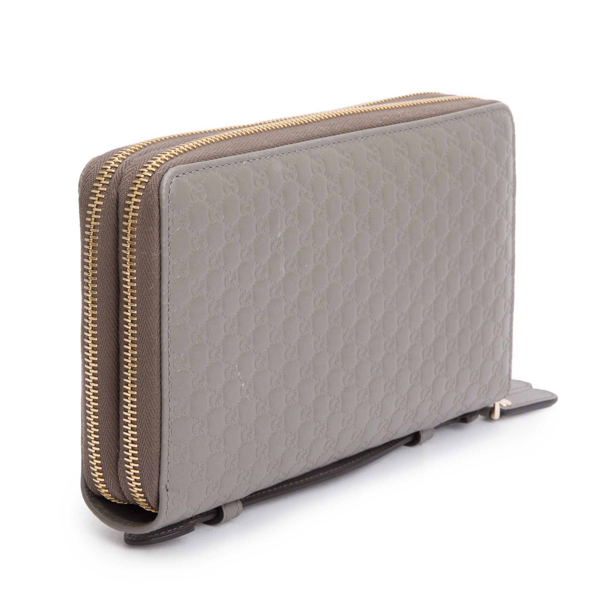 Gucci Grey Microguccissima Leather Double Zip Travel Wallet