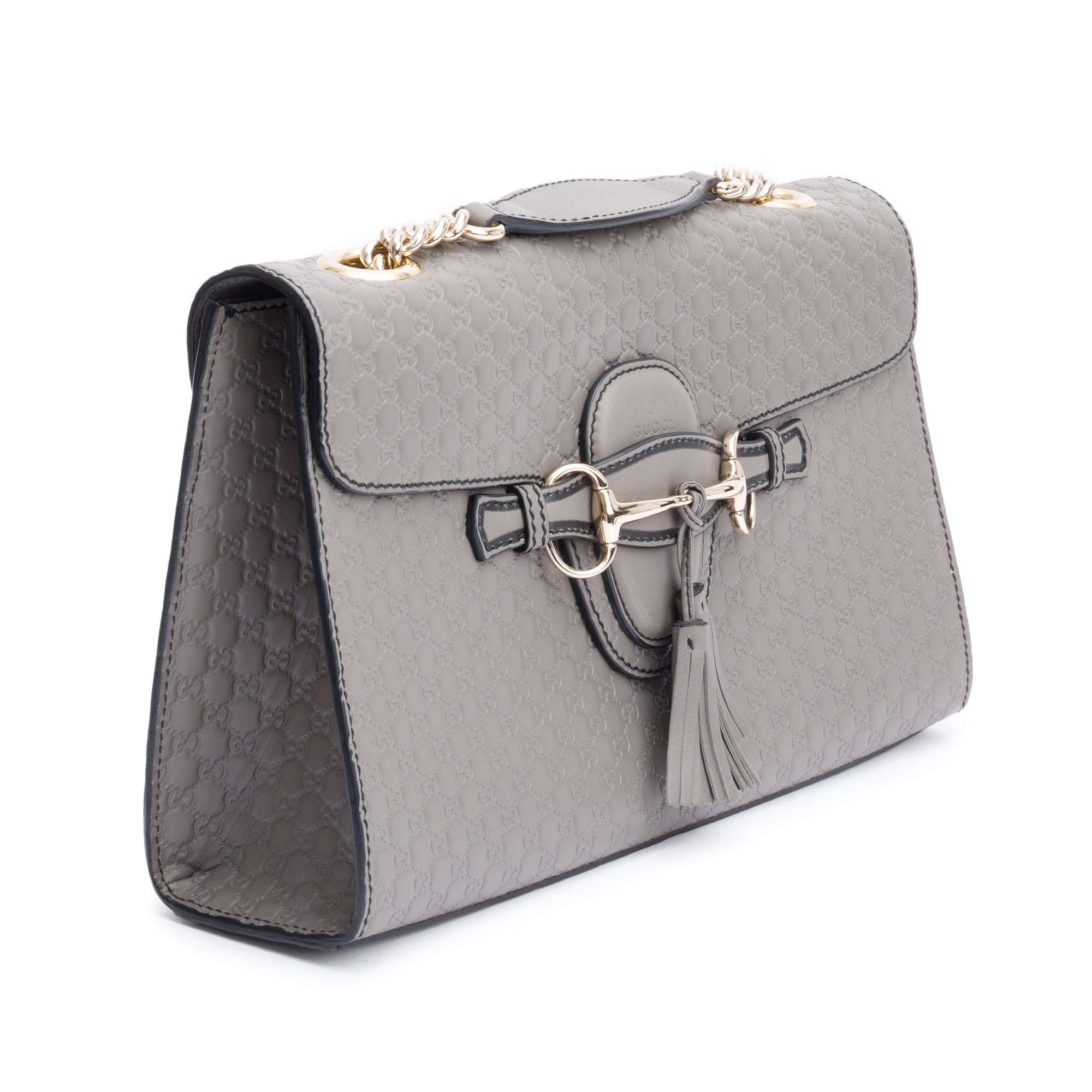 Gucci Grey Microguccissima Leather Medium Emily Chain Shoulder Bag