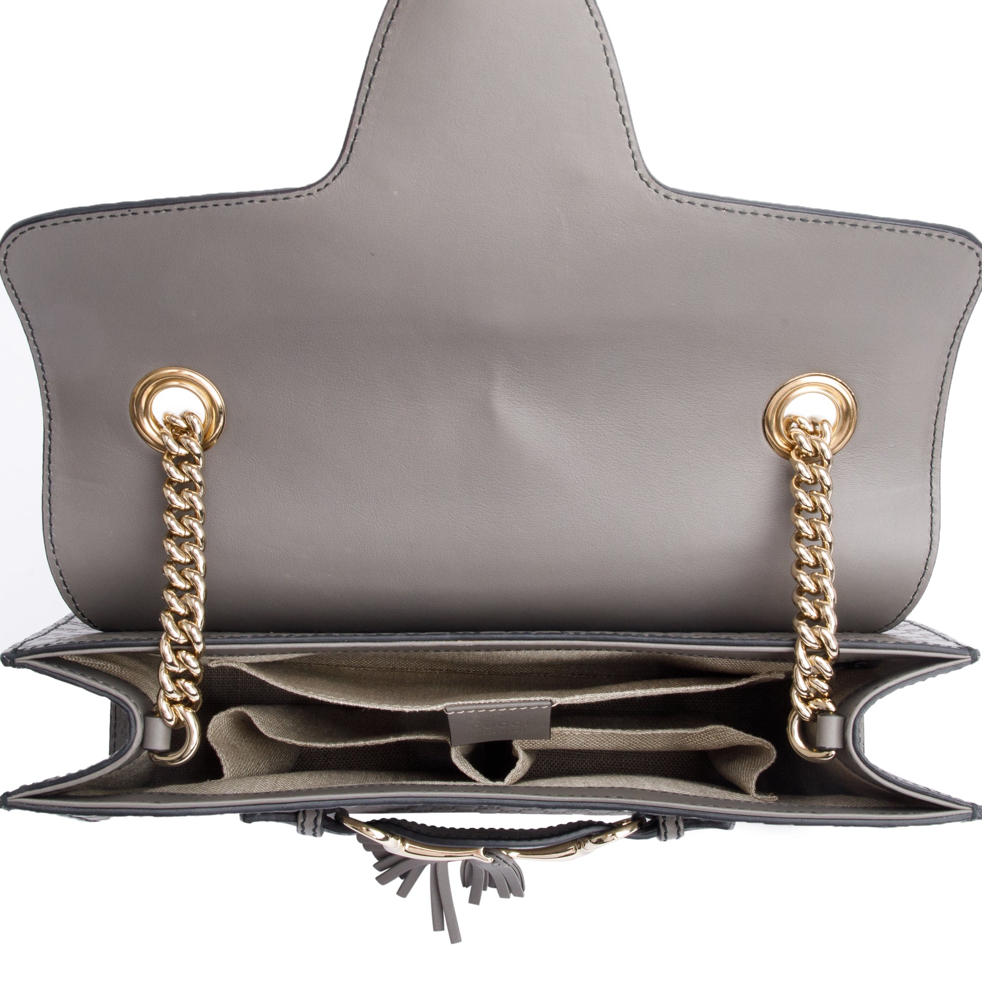 Gucci Grey Microguccissima Leather Medium Emily Chain Shoulder Bag