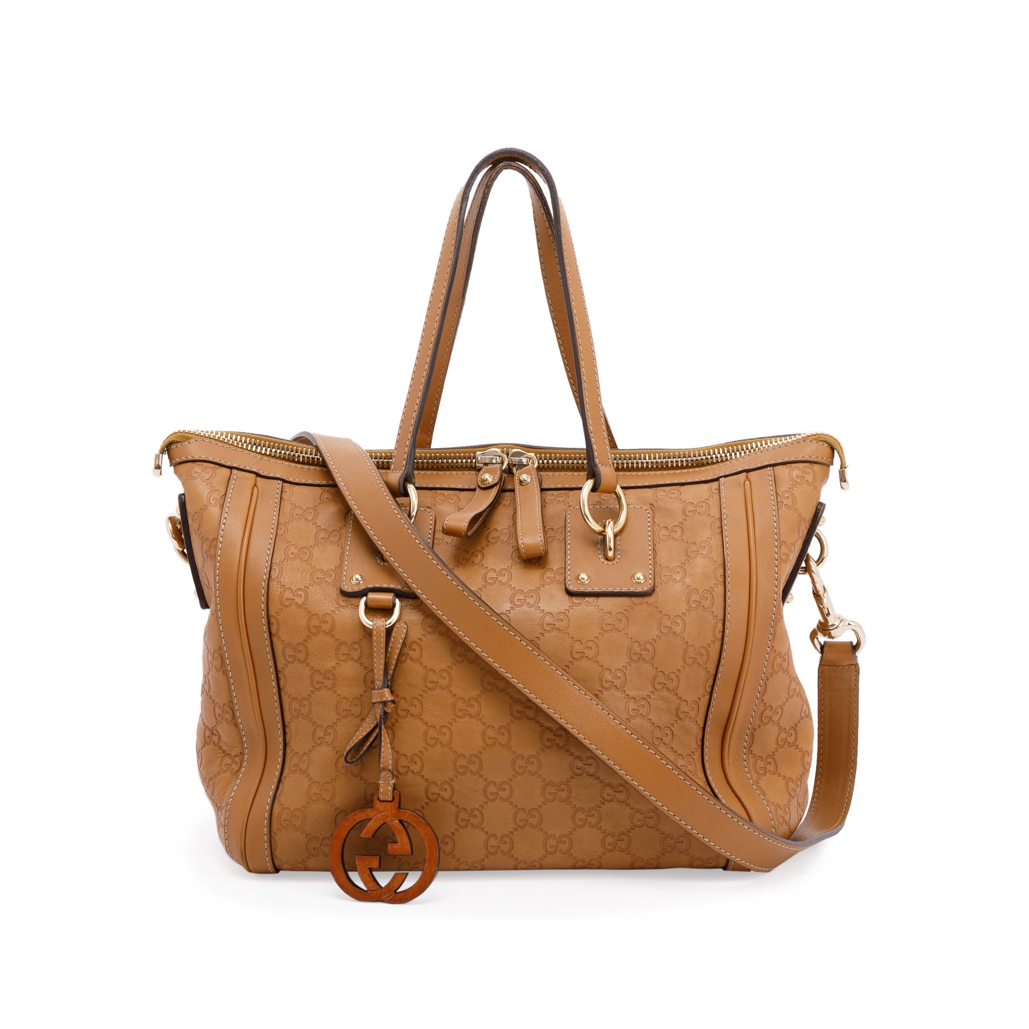 Gucci Guccissima Medium Charm Top Handle Bag w/ Strap