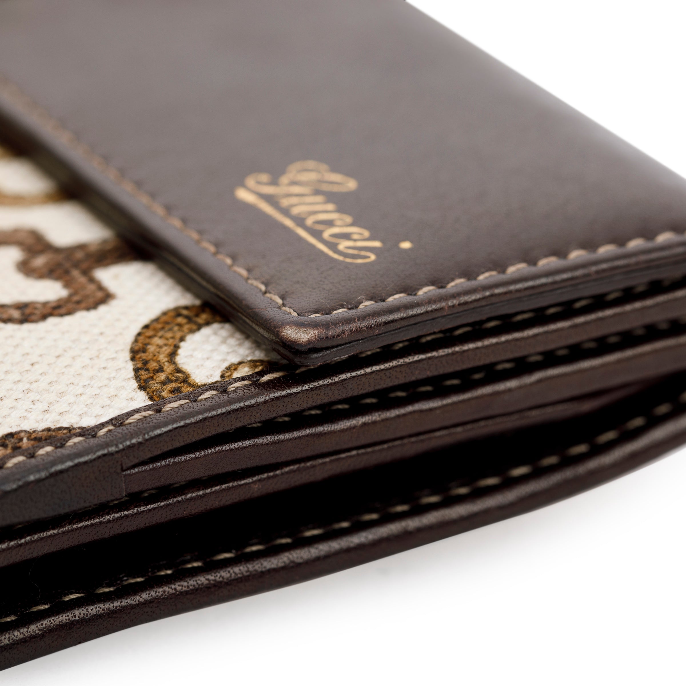 Gucci Horsebit Canvas Bamboo D Ring Continental Wallet