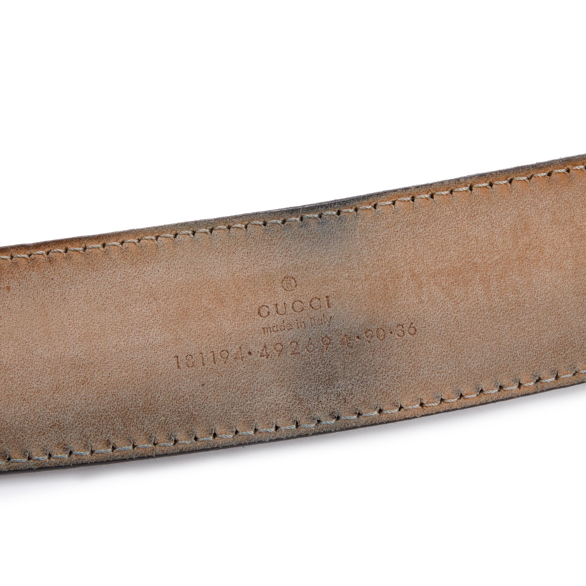 Gucci Hysteria Crest Buckle Black Leather Belt 90 36