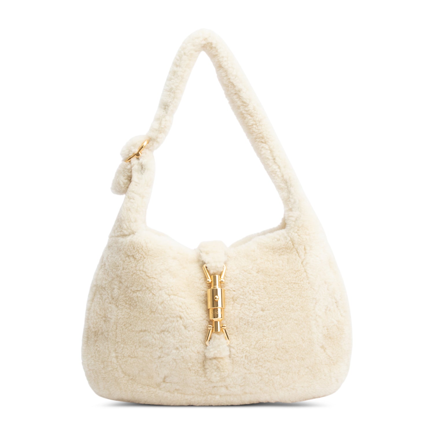 Gucci Ivory Shearling Small Jackie 1961 Shoulder Bag w/ Strap