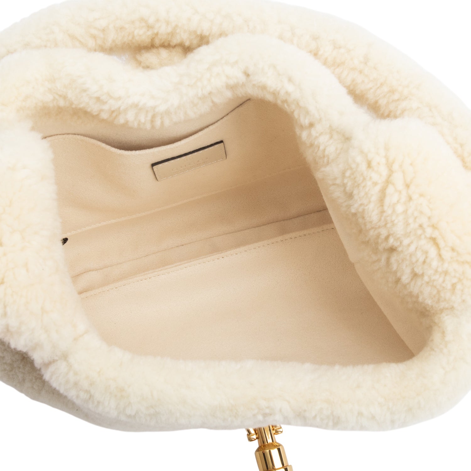 Gucci Ivory Shearling Small Jackie 1961 Shoulder Bag w/ Strap