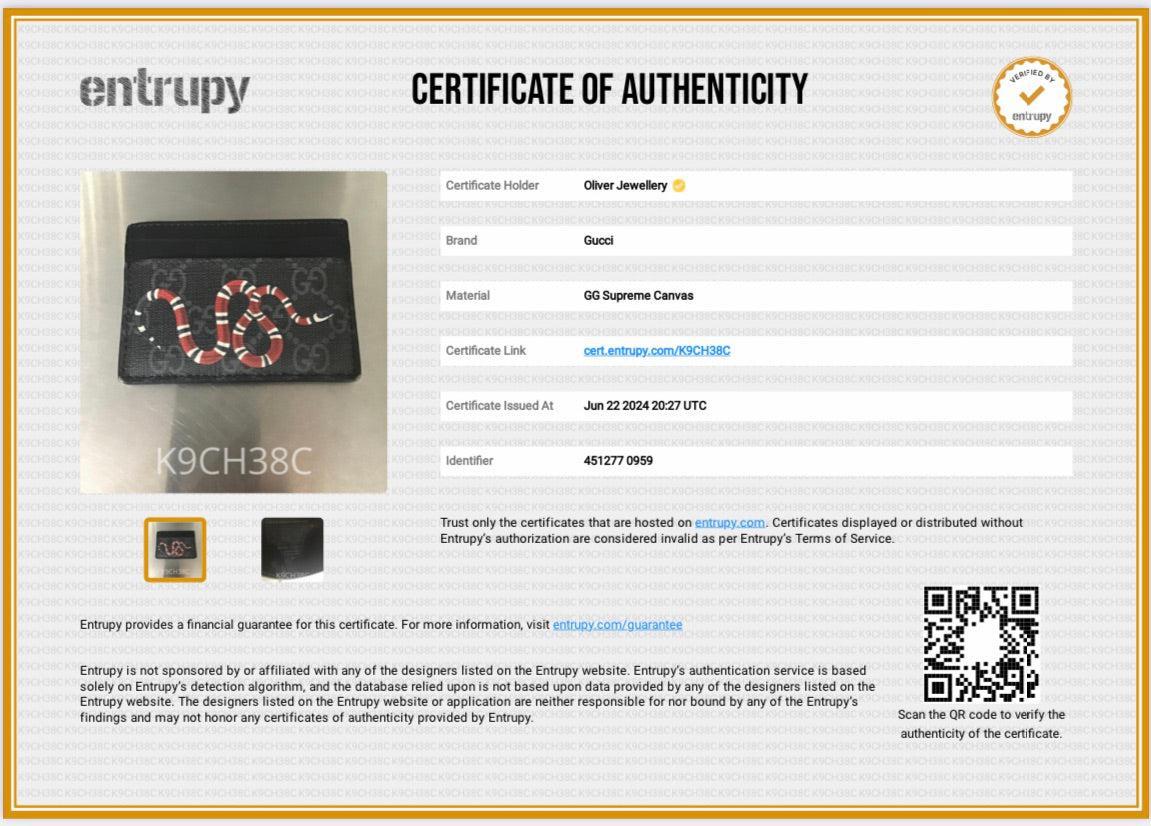 Gucci Kingsnake Print Black GG Supreme Card Holder