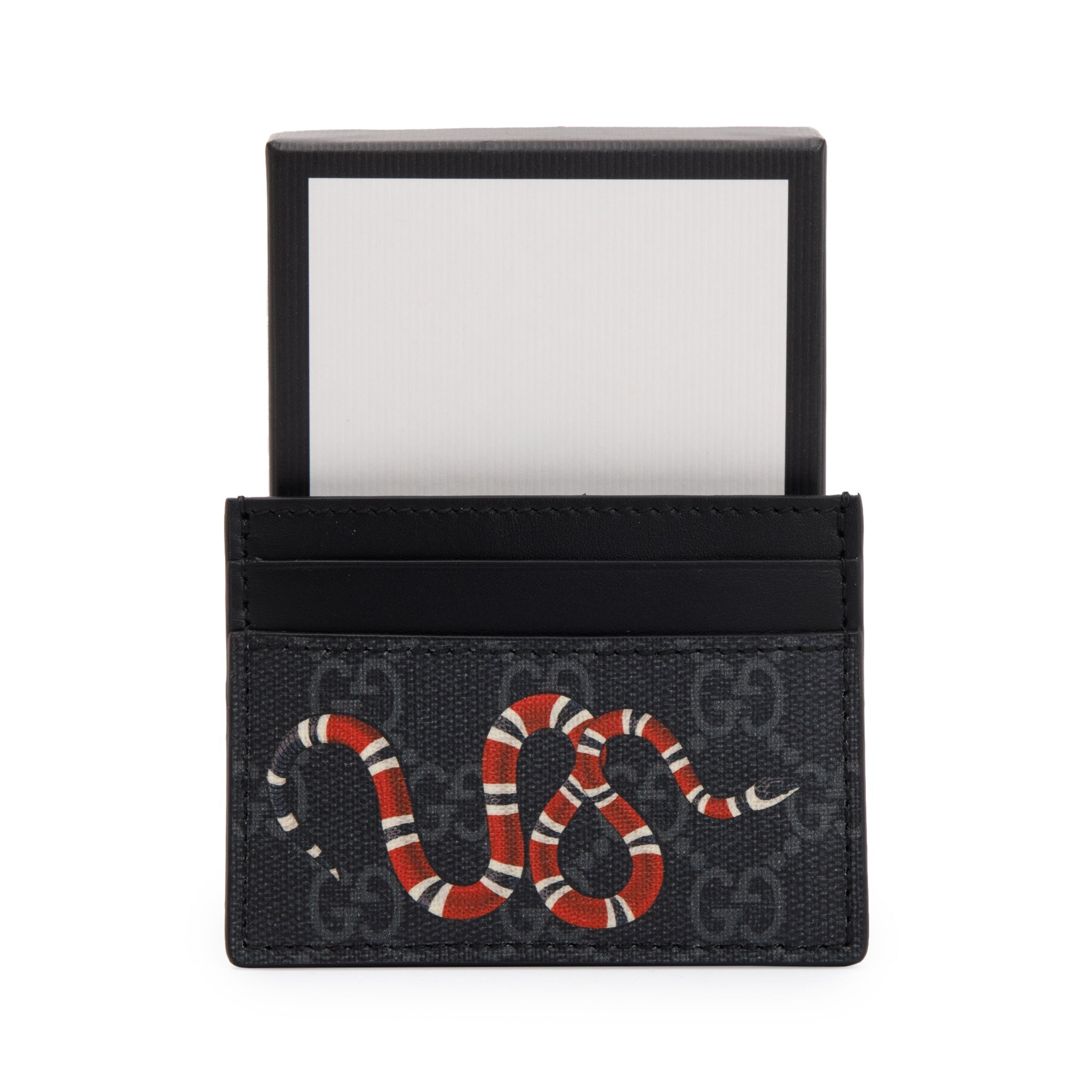 Gucci Kingsnake Print GG Supreme Card Holder w/ Box