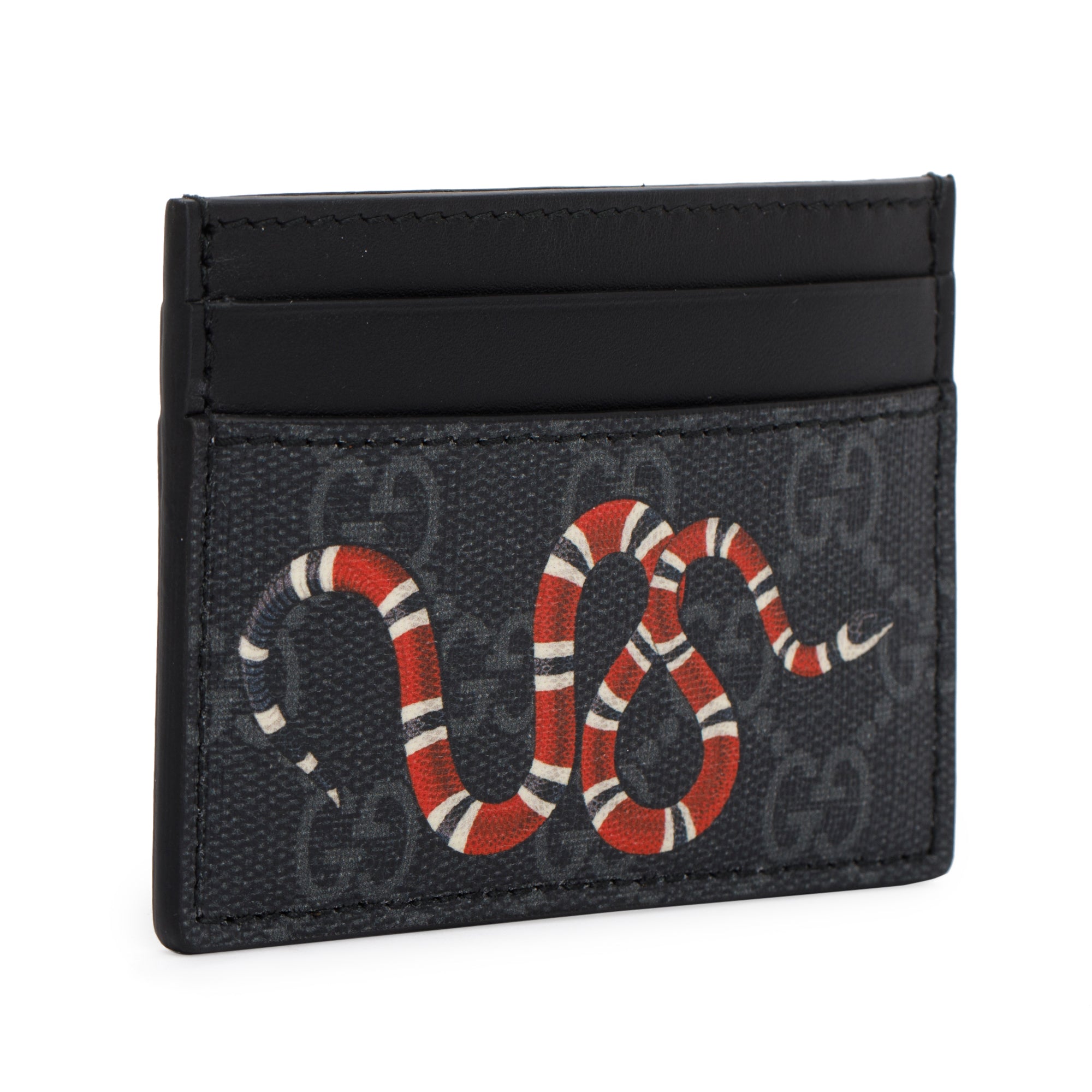 Gucci Kingsnake Print GG Supreme Card Holder w/ Box