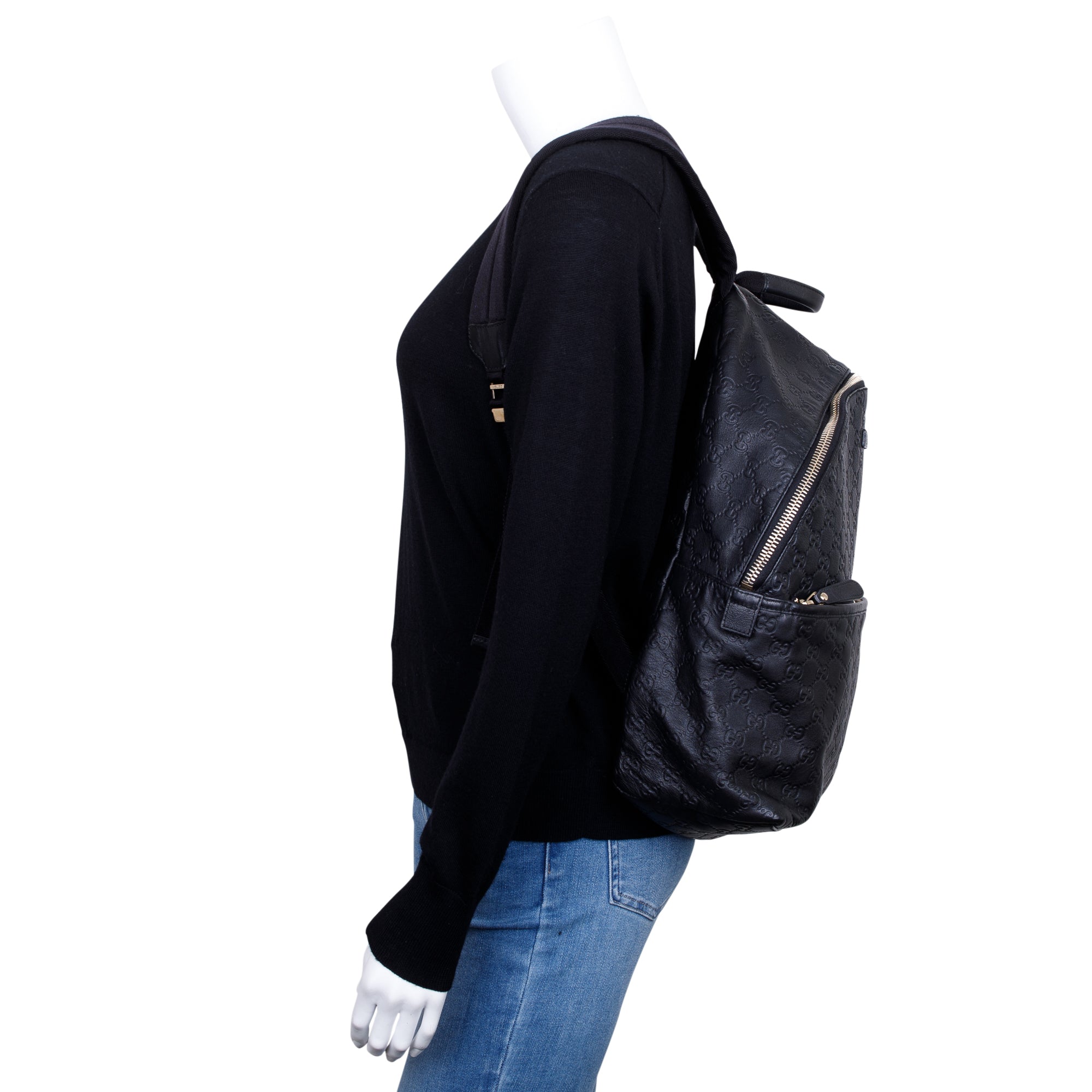 Gucci Large GG BlackSignature Leather Backpack