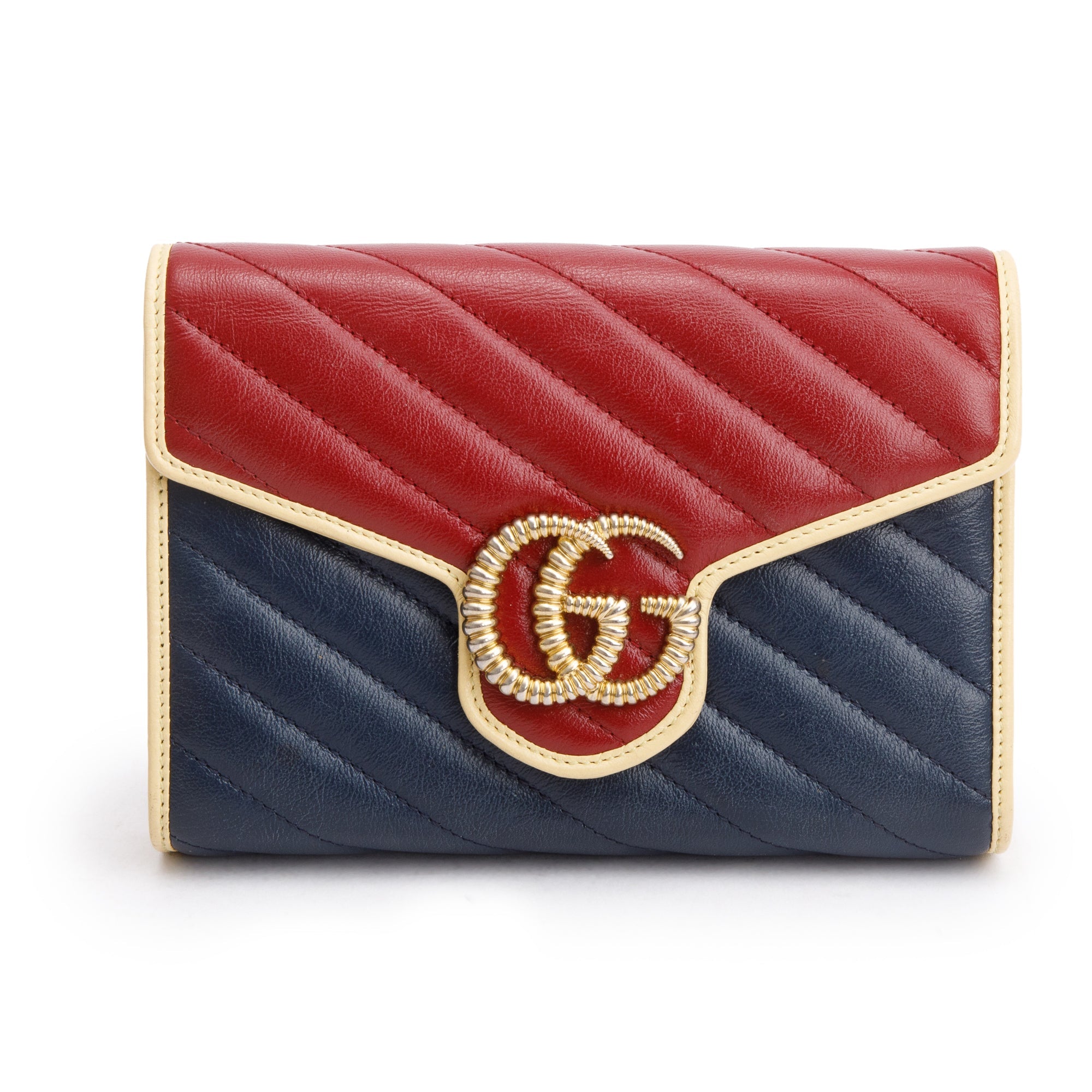 Gucci Leather GG Marmont Torchon Chain Wallet w/ Box