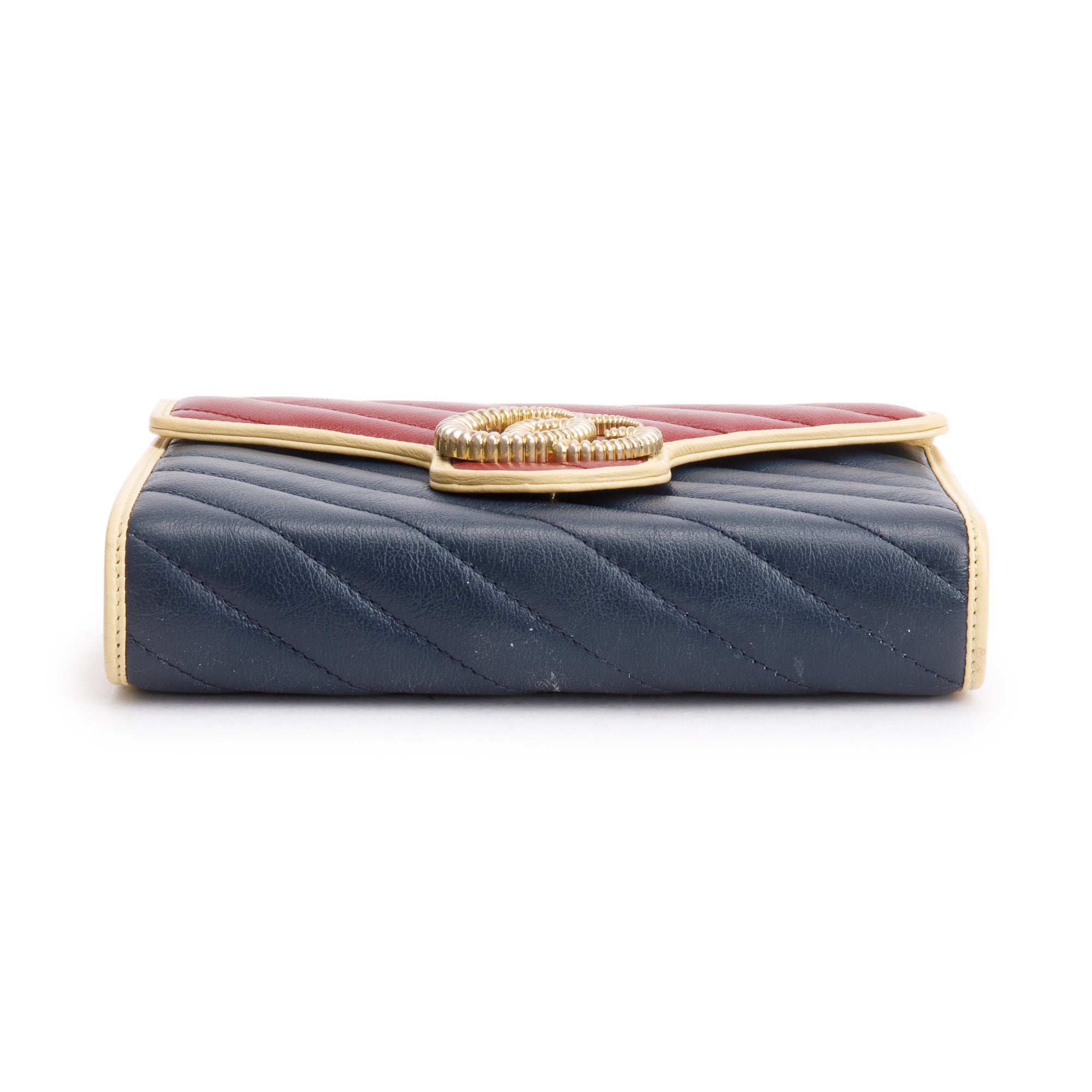 Gucci Leather GG Marmont Torchon Chain Wallet w/ Box