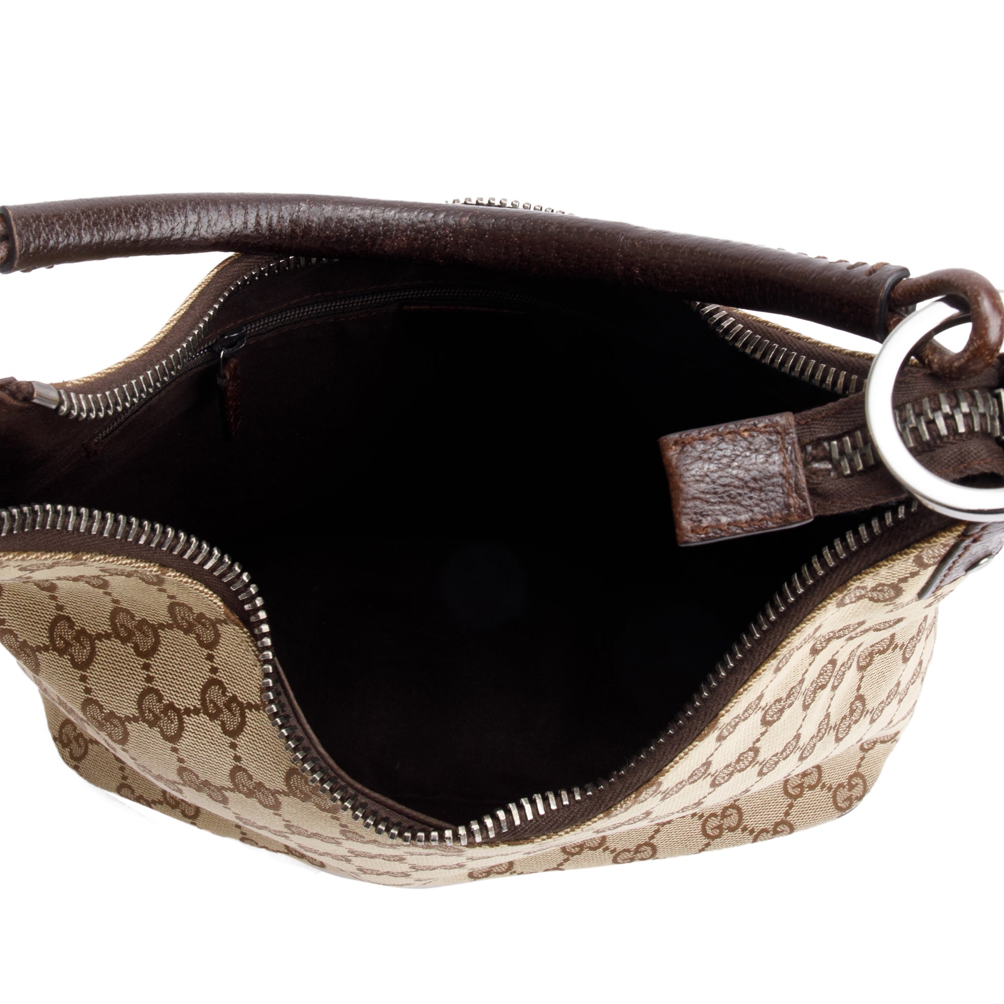 Gucci Leather Trim GG Canvas Hobo Bag