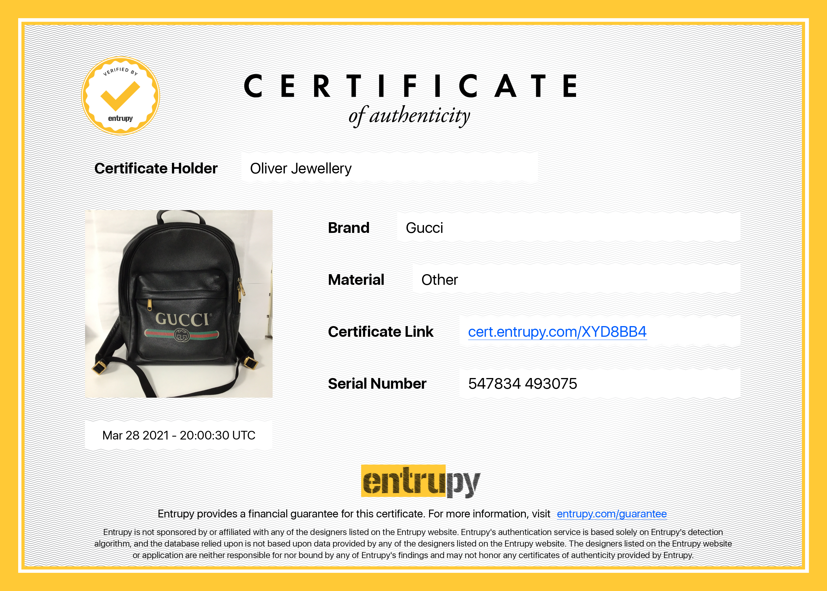 Gucci Logo Print Leather Backpack