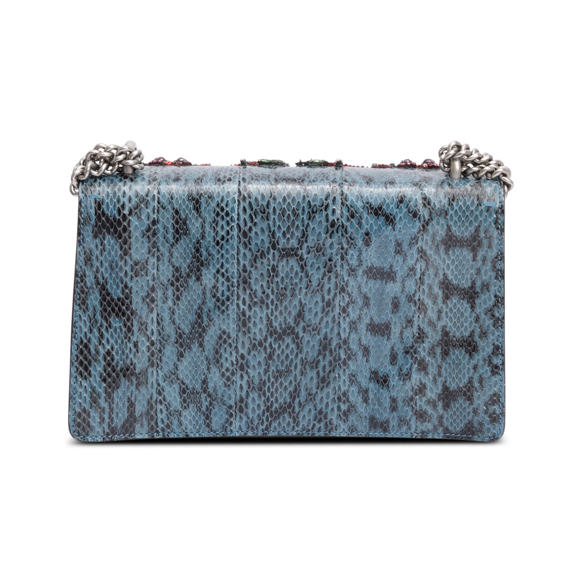 Gucci Marine Blue Python Faux Pearl and Crystal Embellished 'Blind For Love' Small Dionysus Shoulder Bag