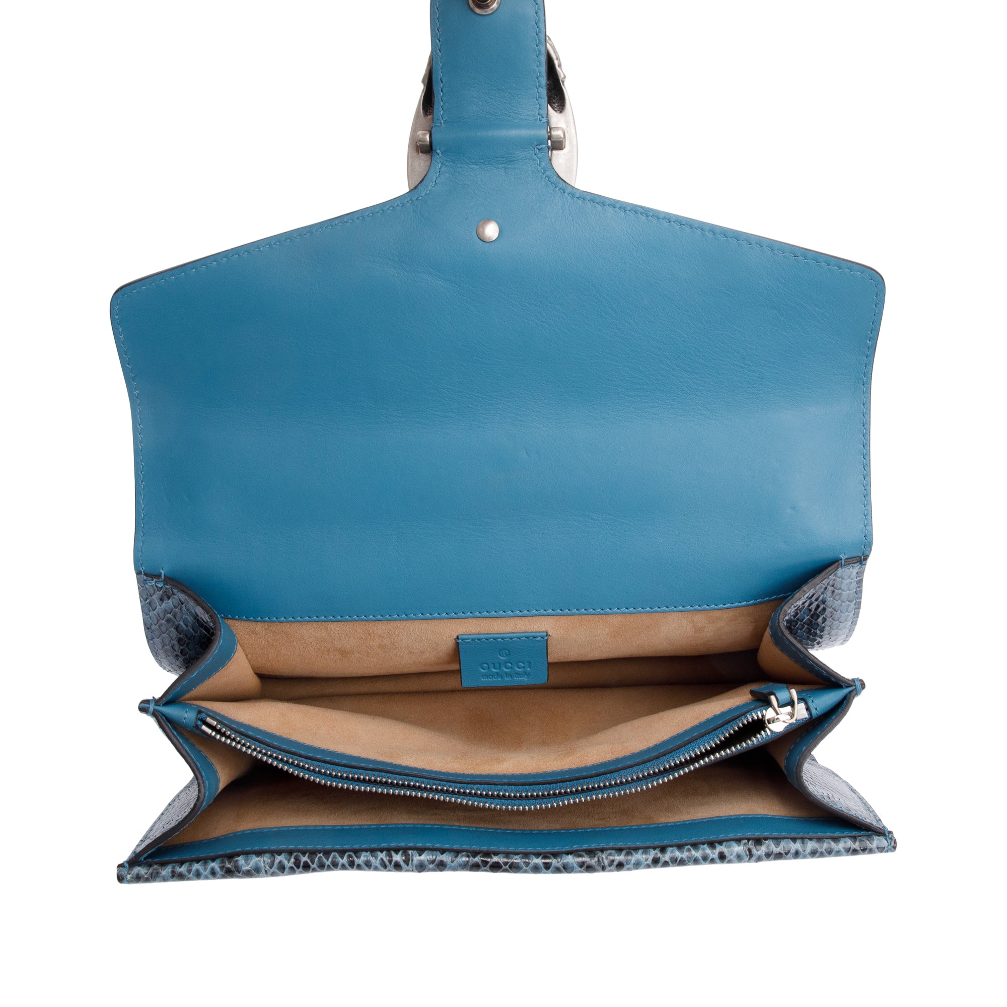 Gucci Marine Blue Python Faux Pearl and Crystal Embellished 'Blind For Love' Small Dionysus Shoulder Bag