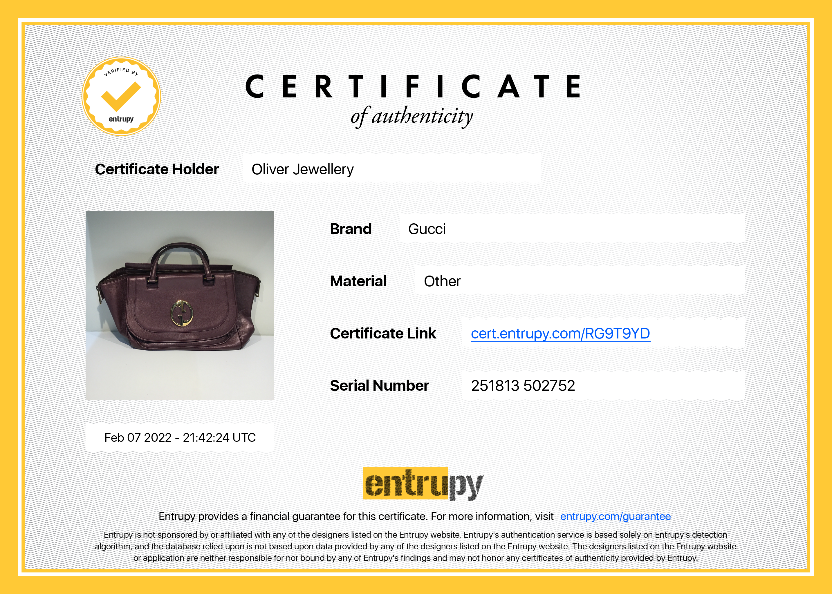 Gucci Medium 1973 Burgundy Leather Top Handle Bag