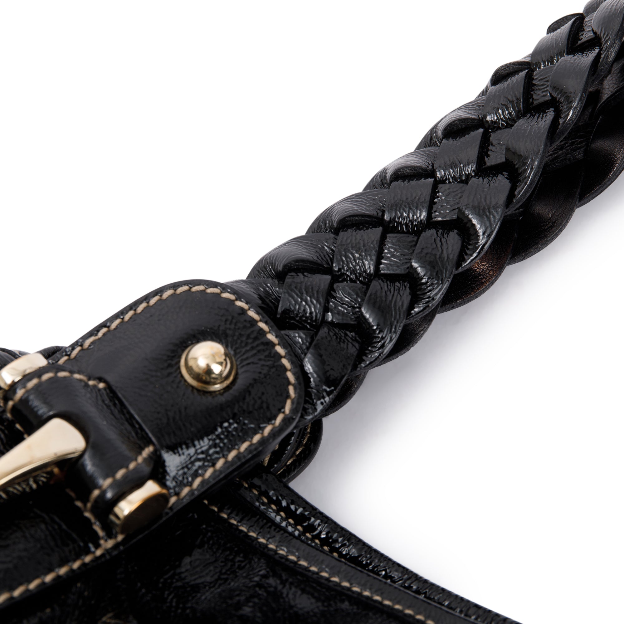 Gucci Medium Black Patent Leather Pelham Shoulder Bag