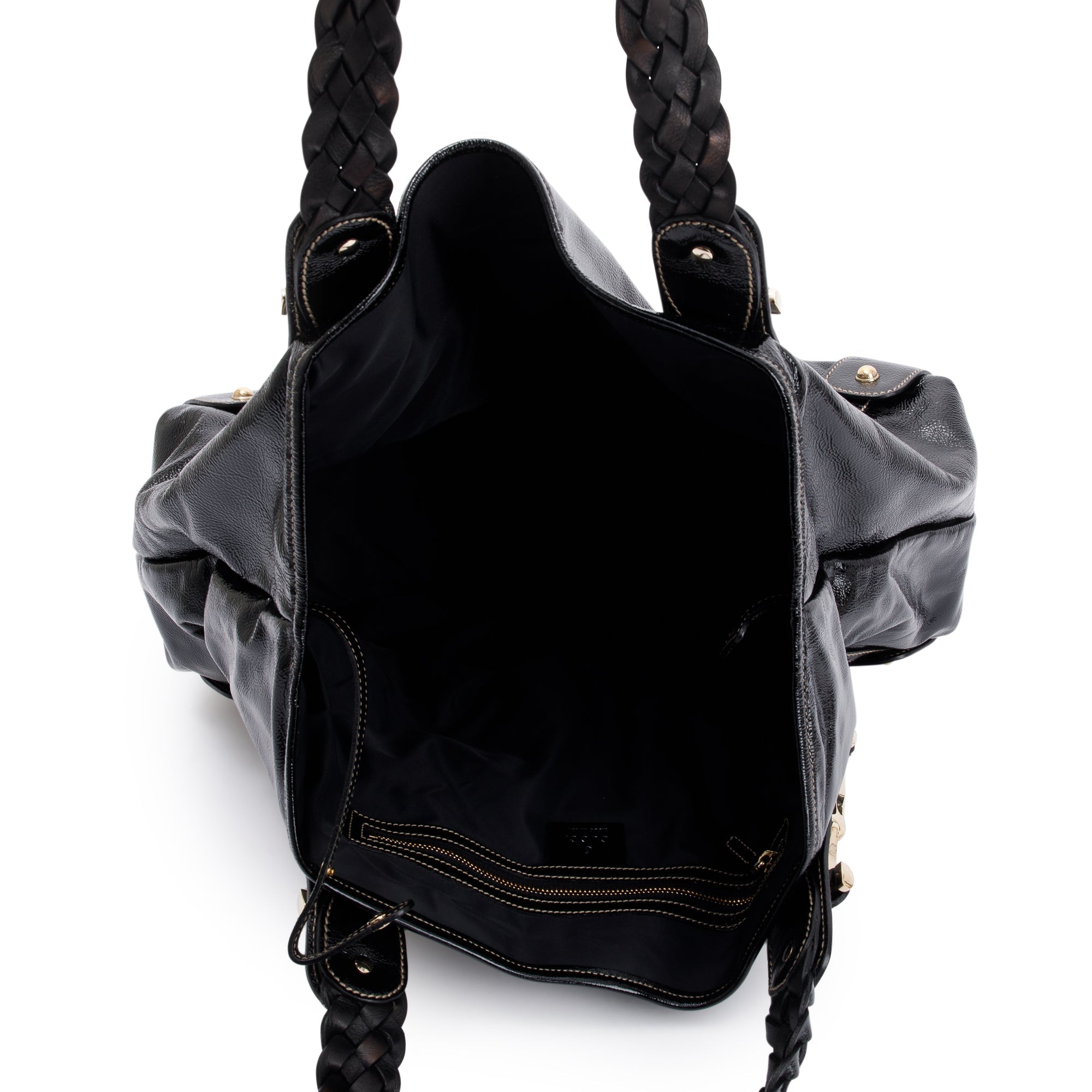 Gucci Medium Black Patent Leather Pelham Shoulder Bag