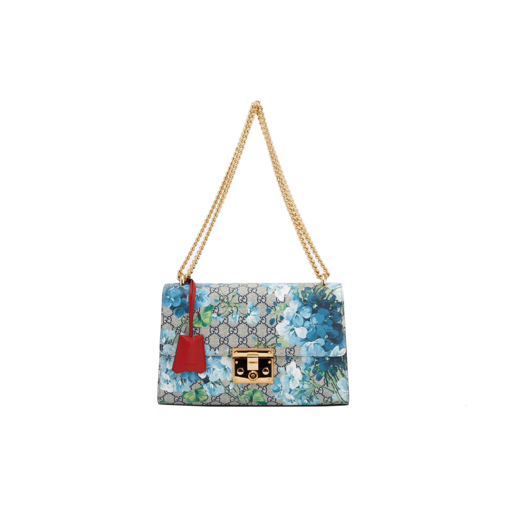 Gucci Medium GG Supreme Blooms Padlock Shoulder Bag w/ Box