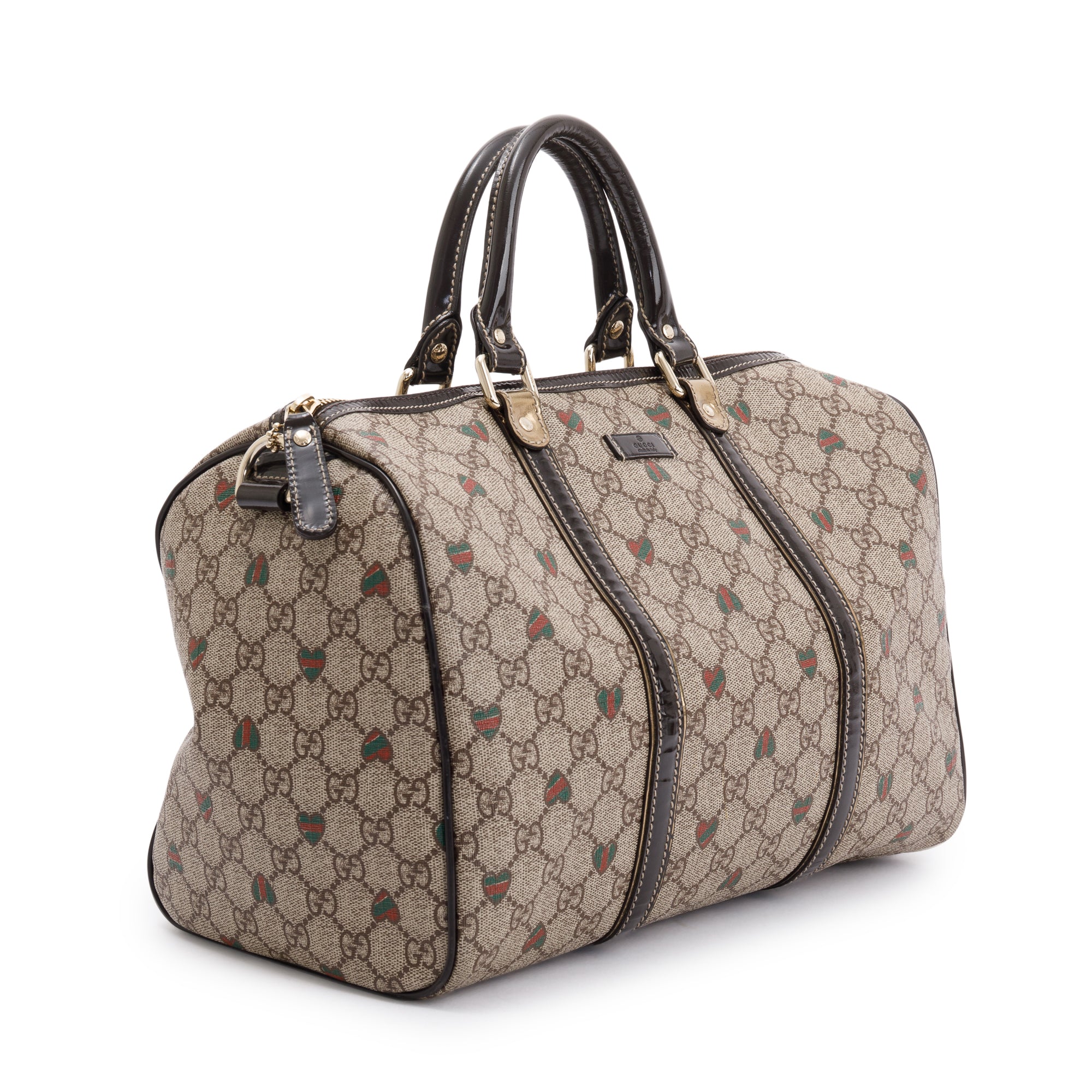 Gucci Medium GG Supreme Heart Tattoo Hearts Joy Boston Bag