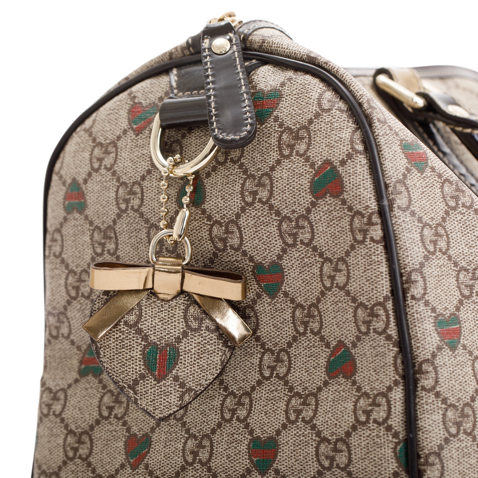 Gucci Medium GG Supreme Heart Tattoo Hearts Joy Boston Bag