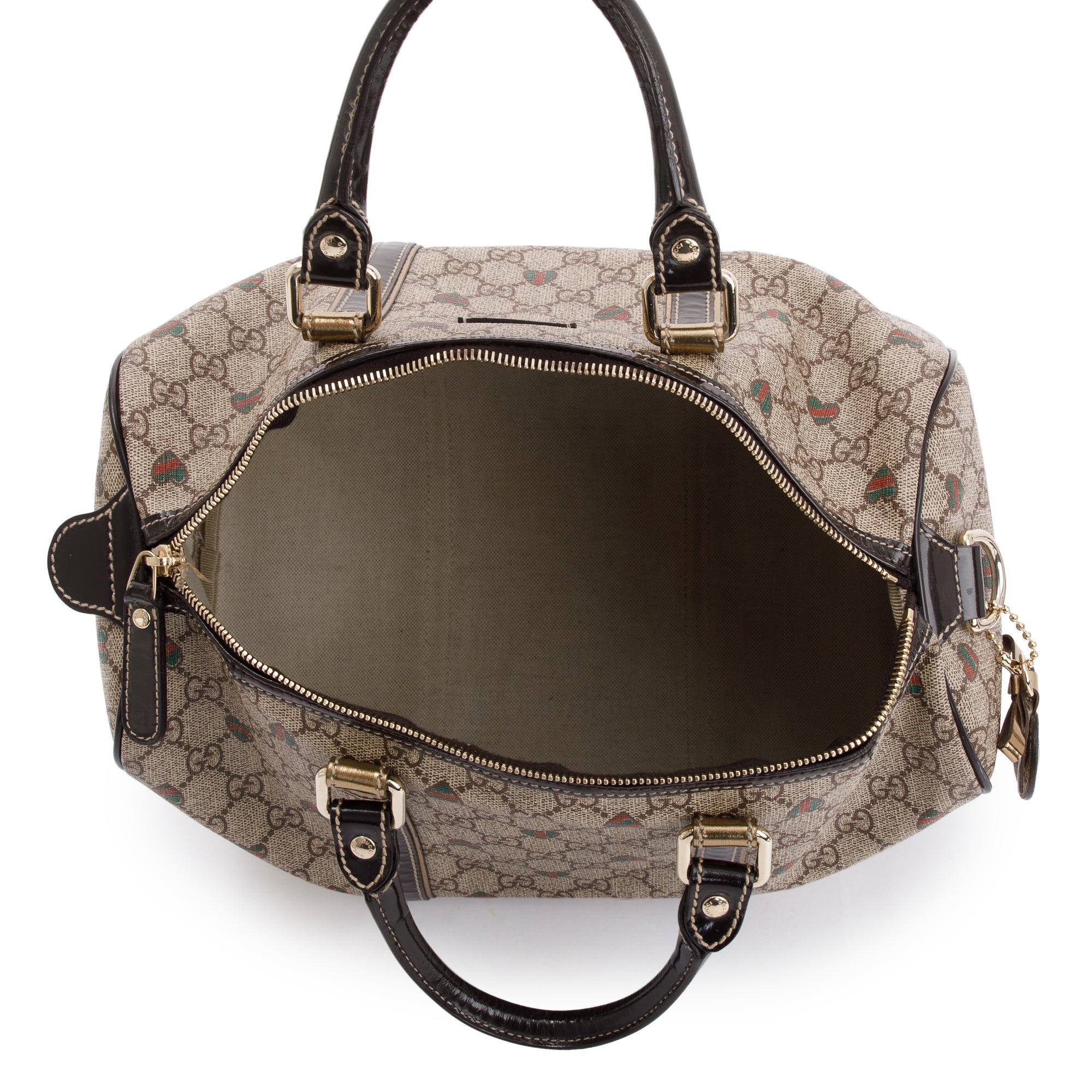 Gucci Medium GG Supreme Heart Tattoo Hearts Joy Boston Bag