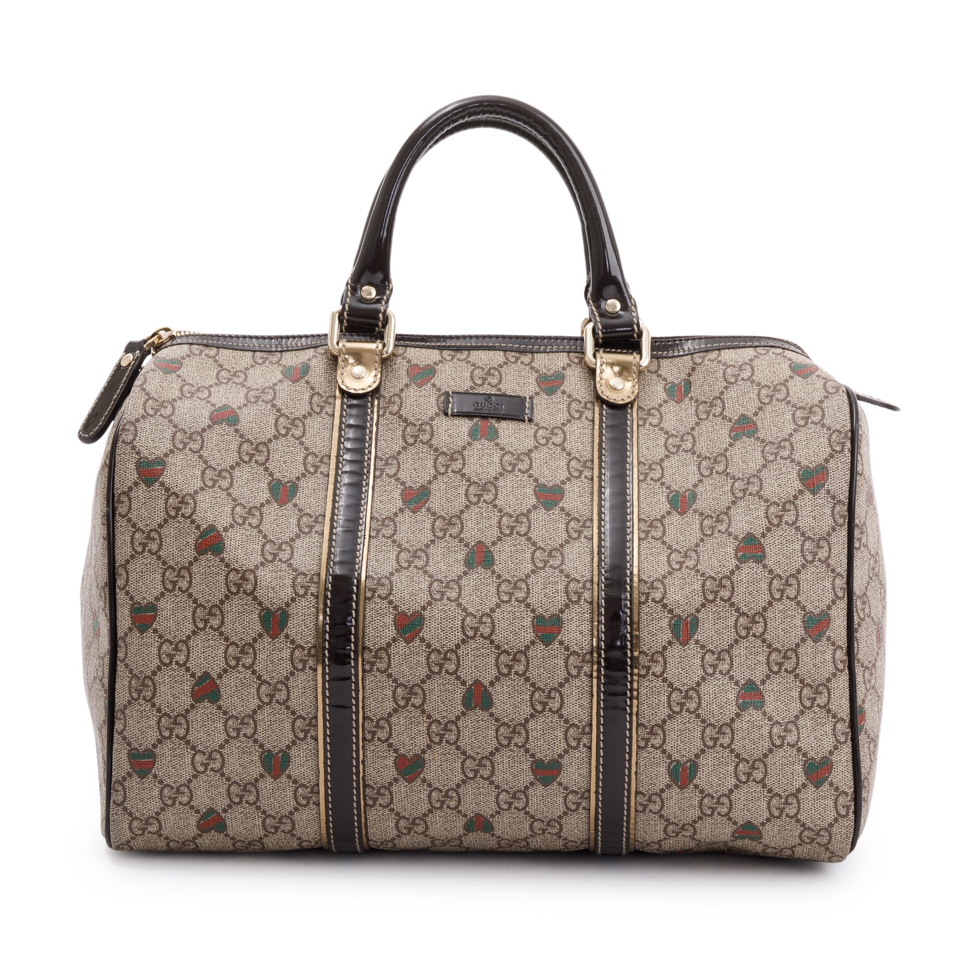 Gucci Medium GG Supreme Heart Tattoo Hearts Joy Boston Bag